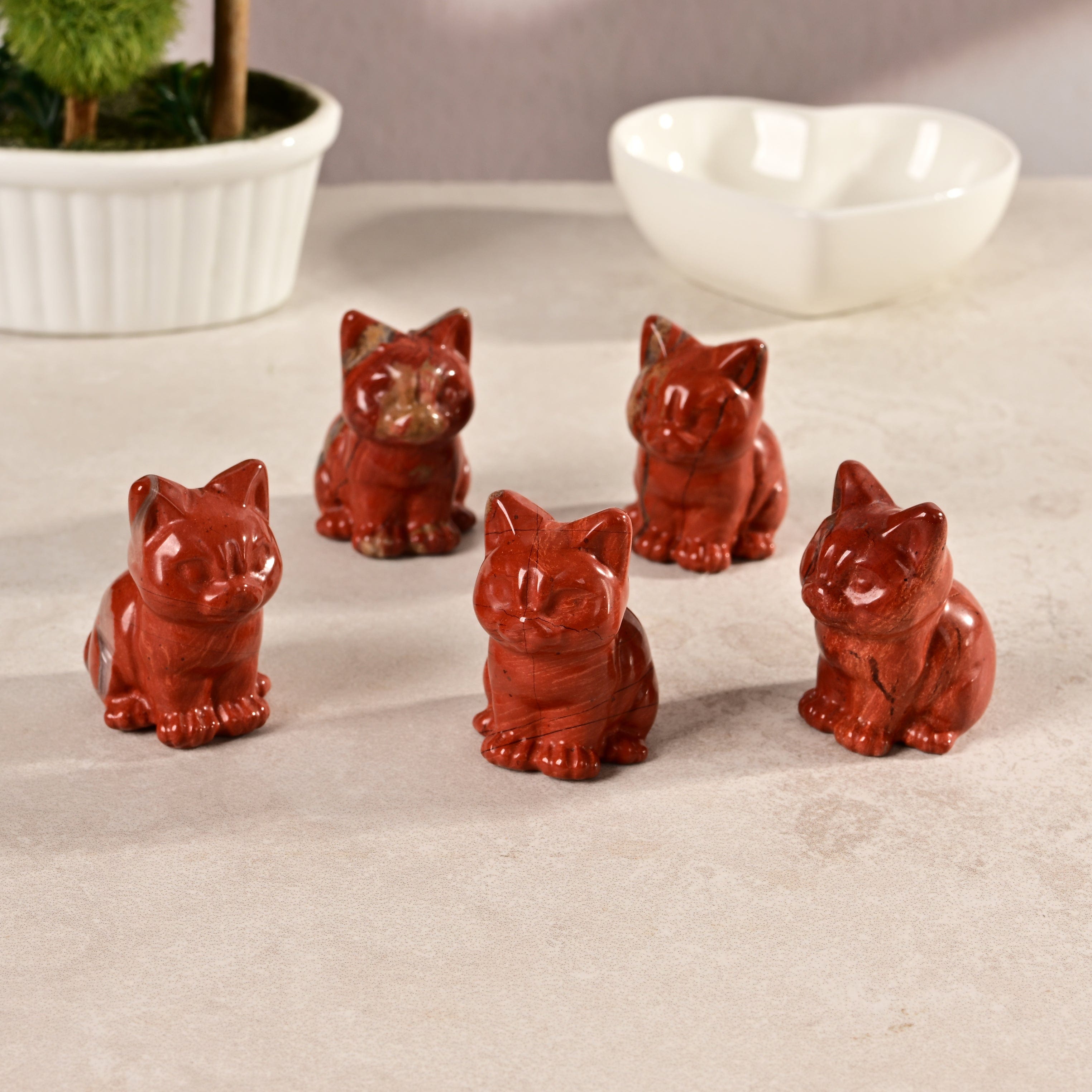 KALIFANO Gemstone Carvings 1.5" Red Jasper Cat Natural Gemstone Carving CV11-C-RJ