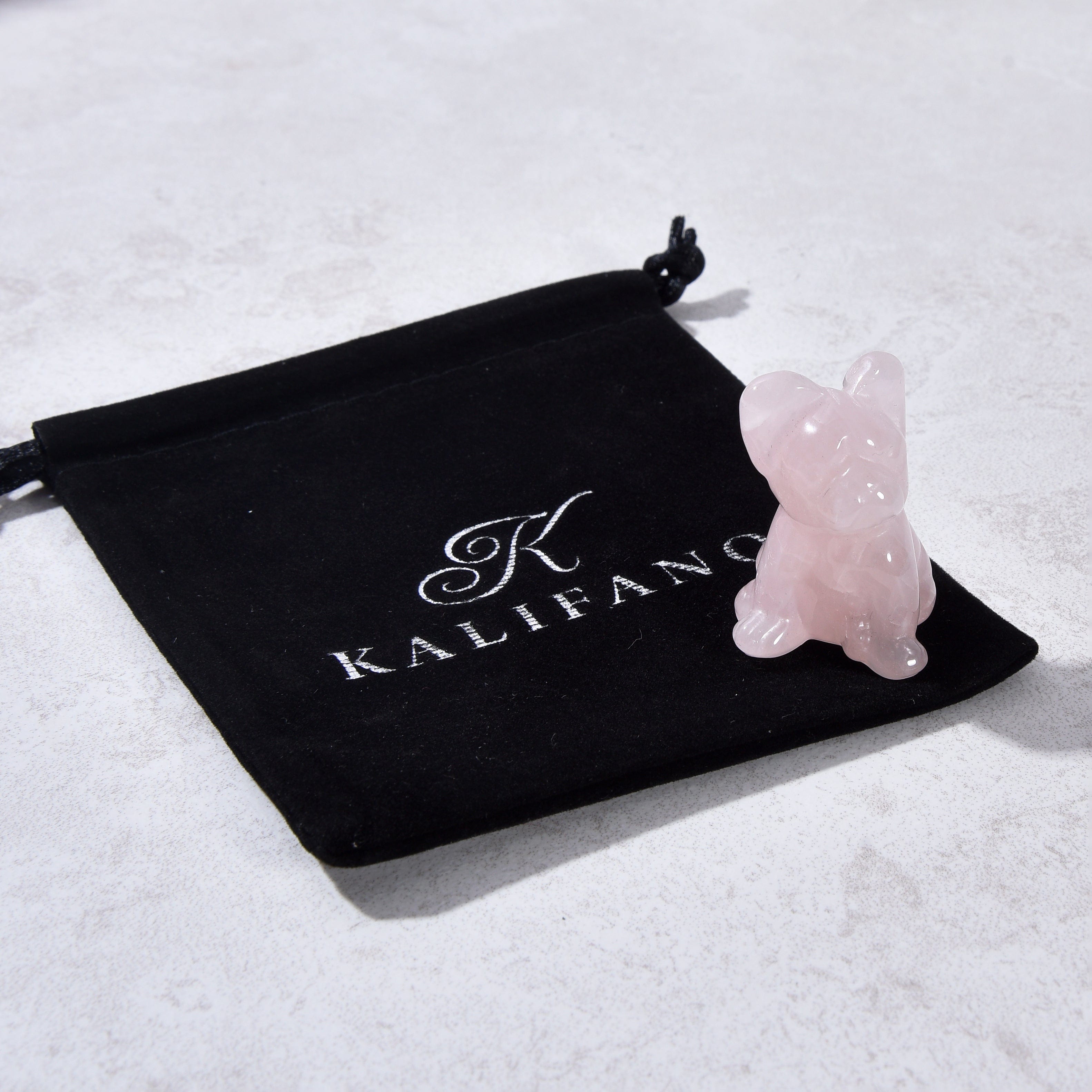 KALIFANO Gemstone Carvings 1.5" Rose Quartz Bulldog Natural Gemstone Carving CV11-BD-RQ