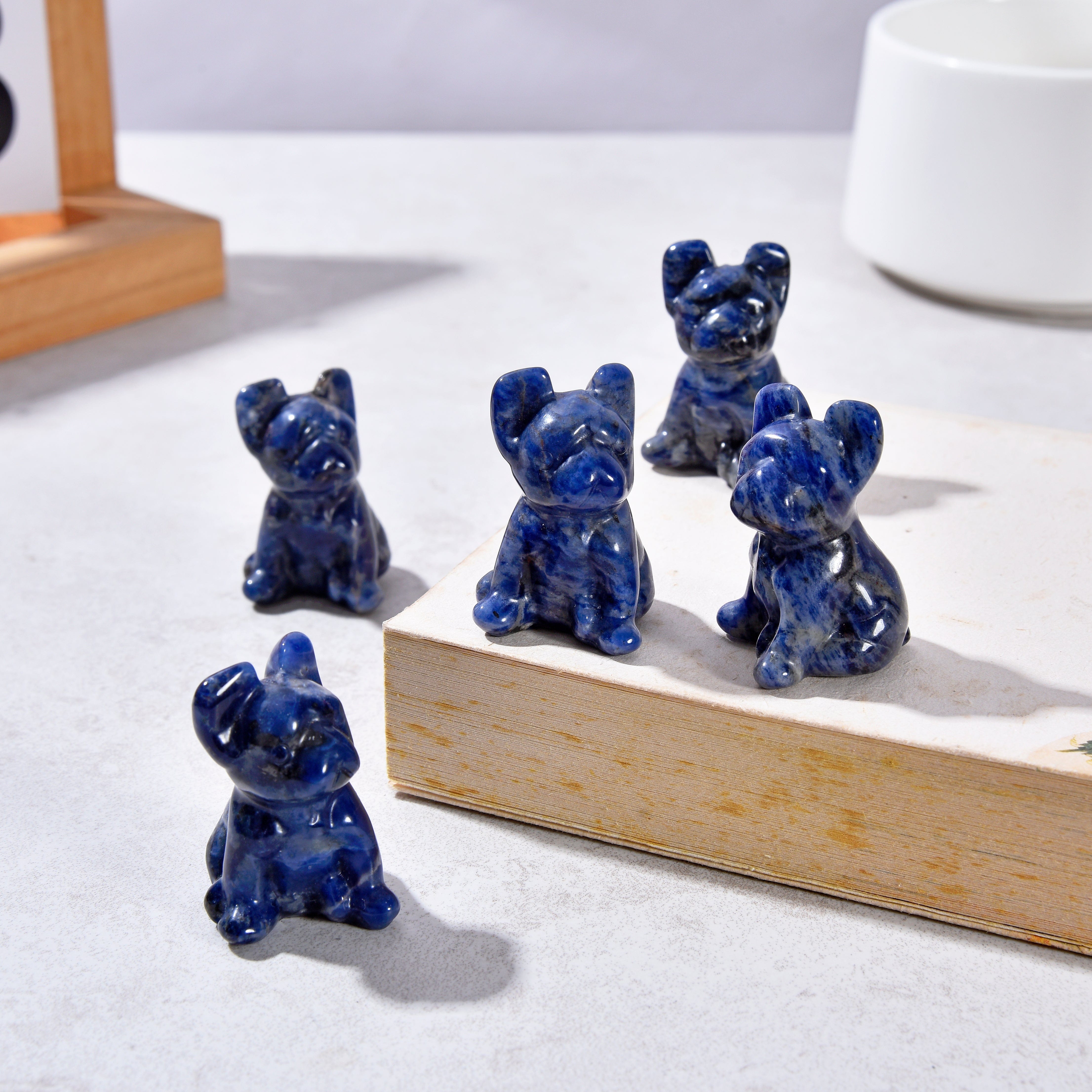 KALIFANO Gemstone Carvings 1.5" Sodalite Bulldog Natural Gemstone Carving CV11-BD-SD