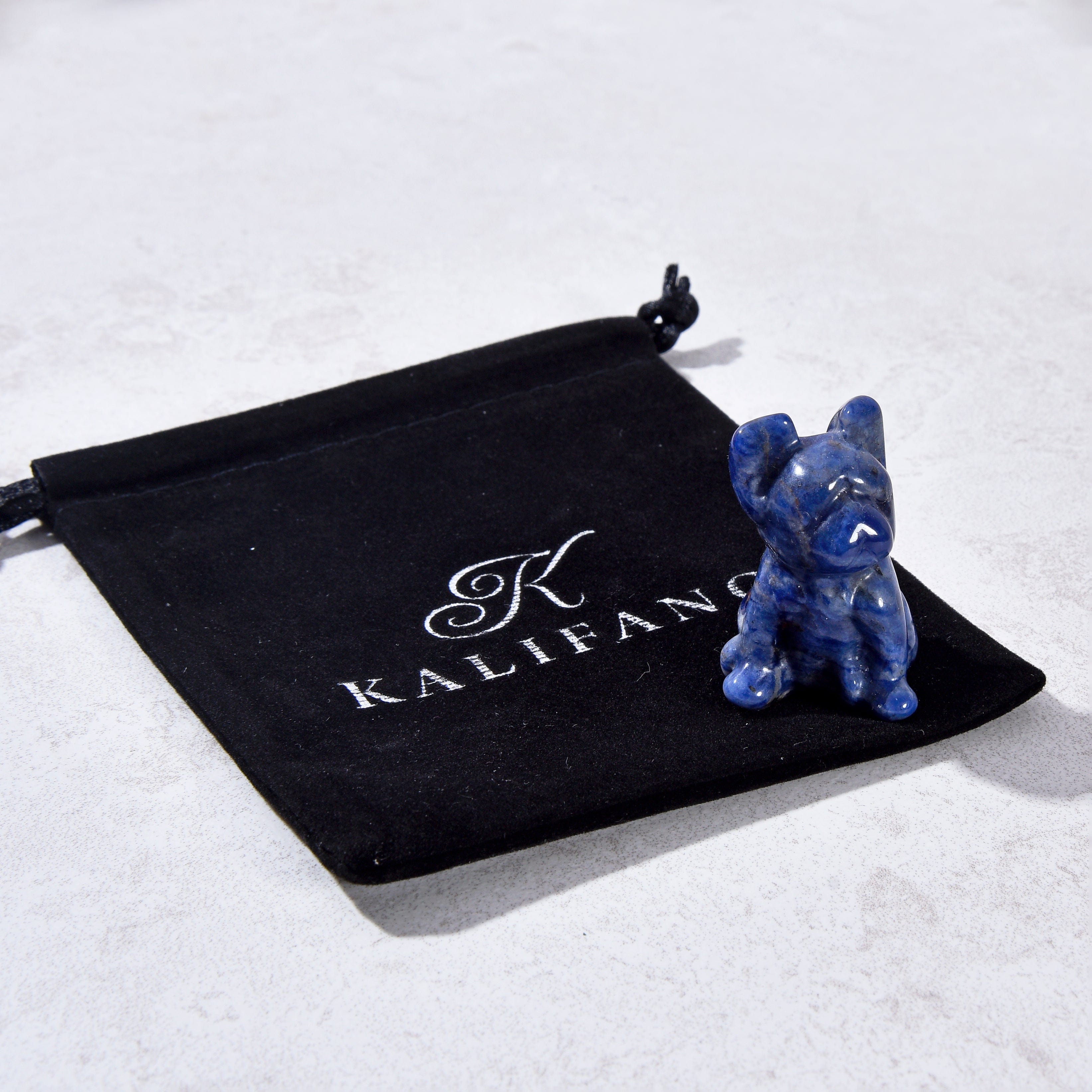KALIFANO Gemstone Carvings 1.5" Sodalite Bulldog Natural Gemstone Carving CV11-BD-SD