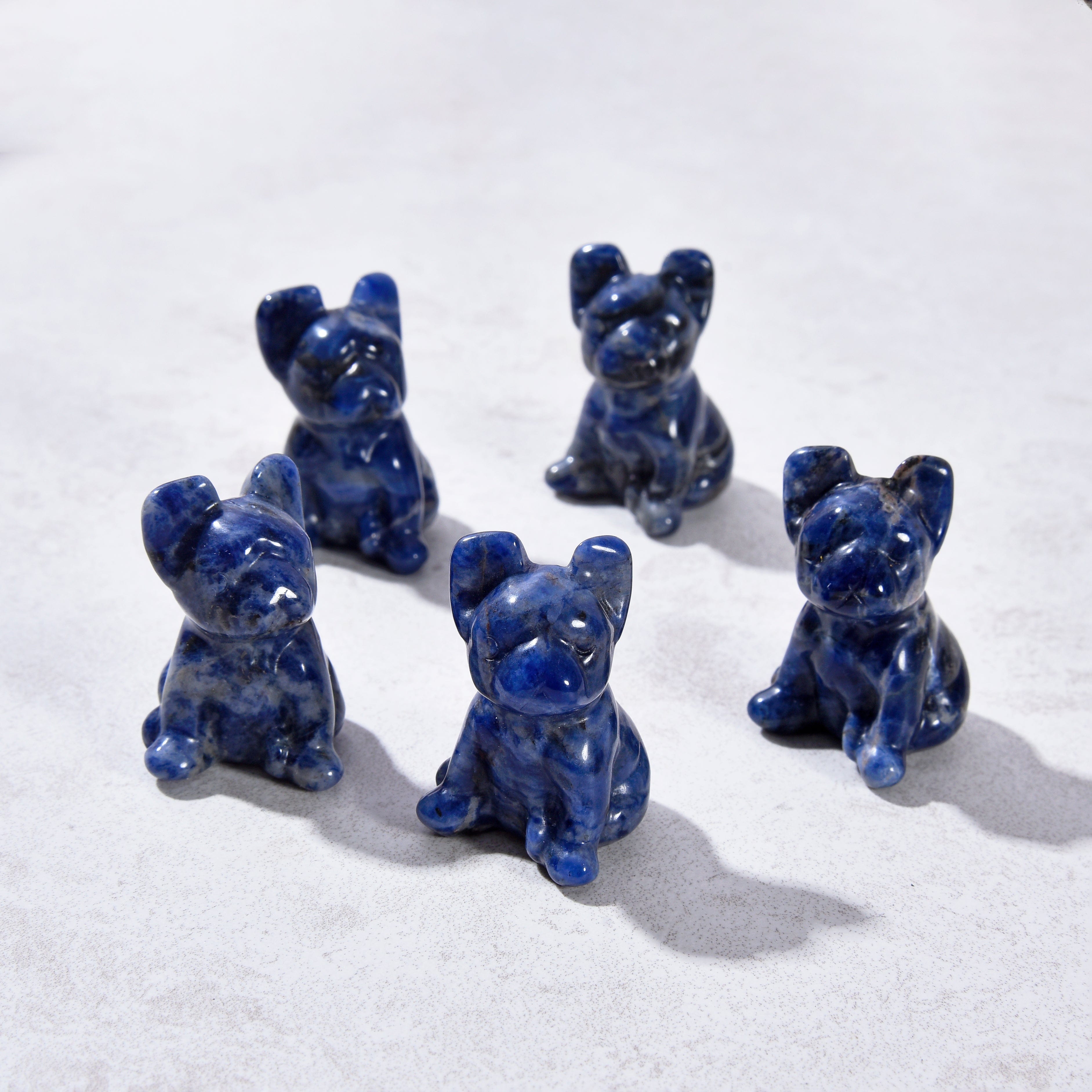 KALIFANO Gemstone Carvings 1.5" Sodalite Bulldog Natural Gemstone Carving CV11-BD-SD