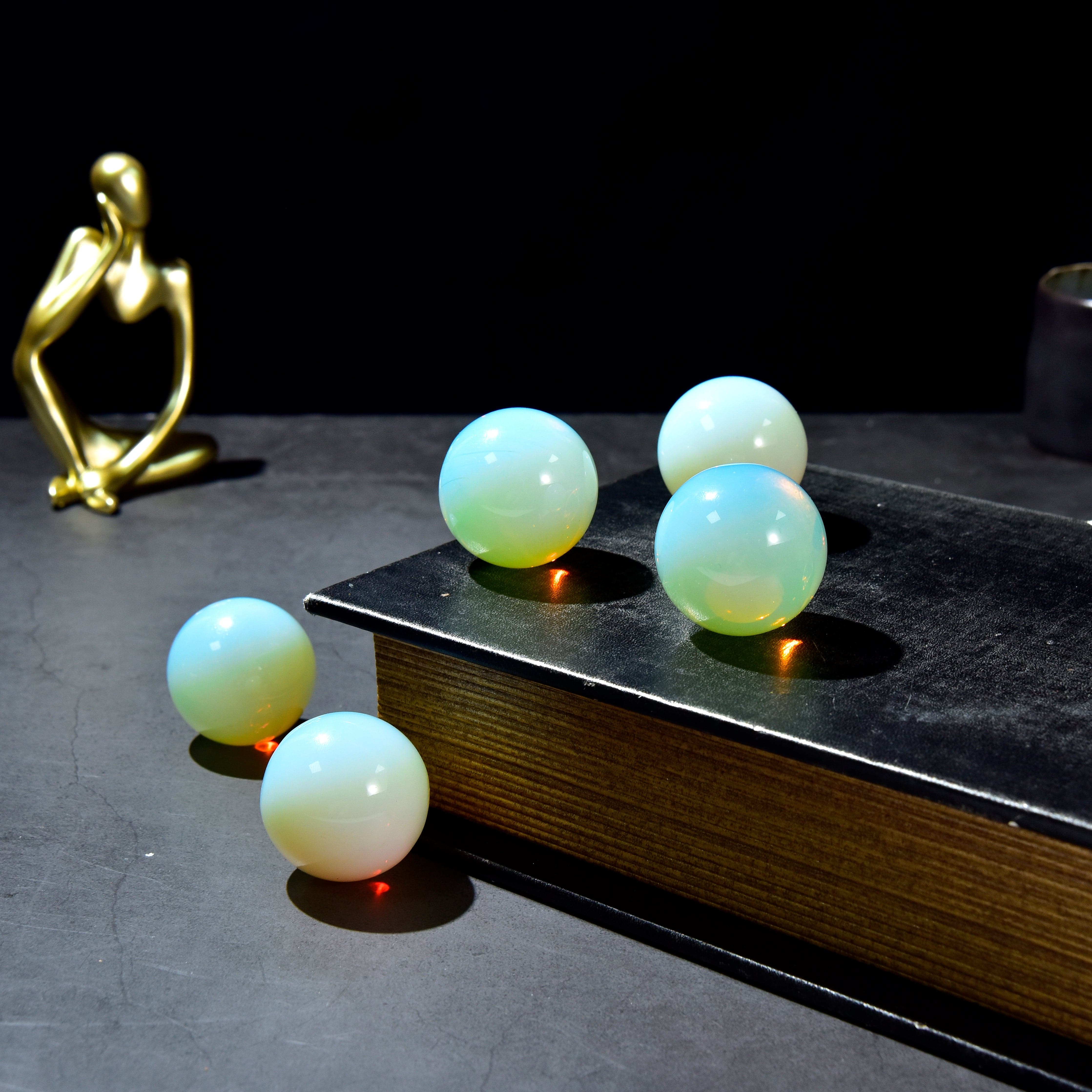 KALIFANO Gemstone Carvings 1.6" Opalite Moonstone Sphere Natural Gemstone Carving CV15-SP-MS