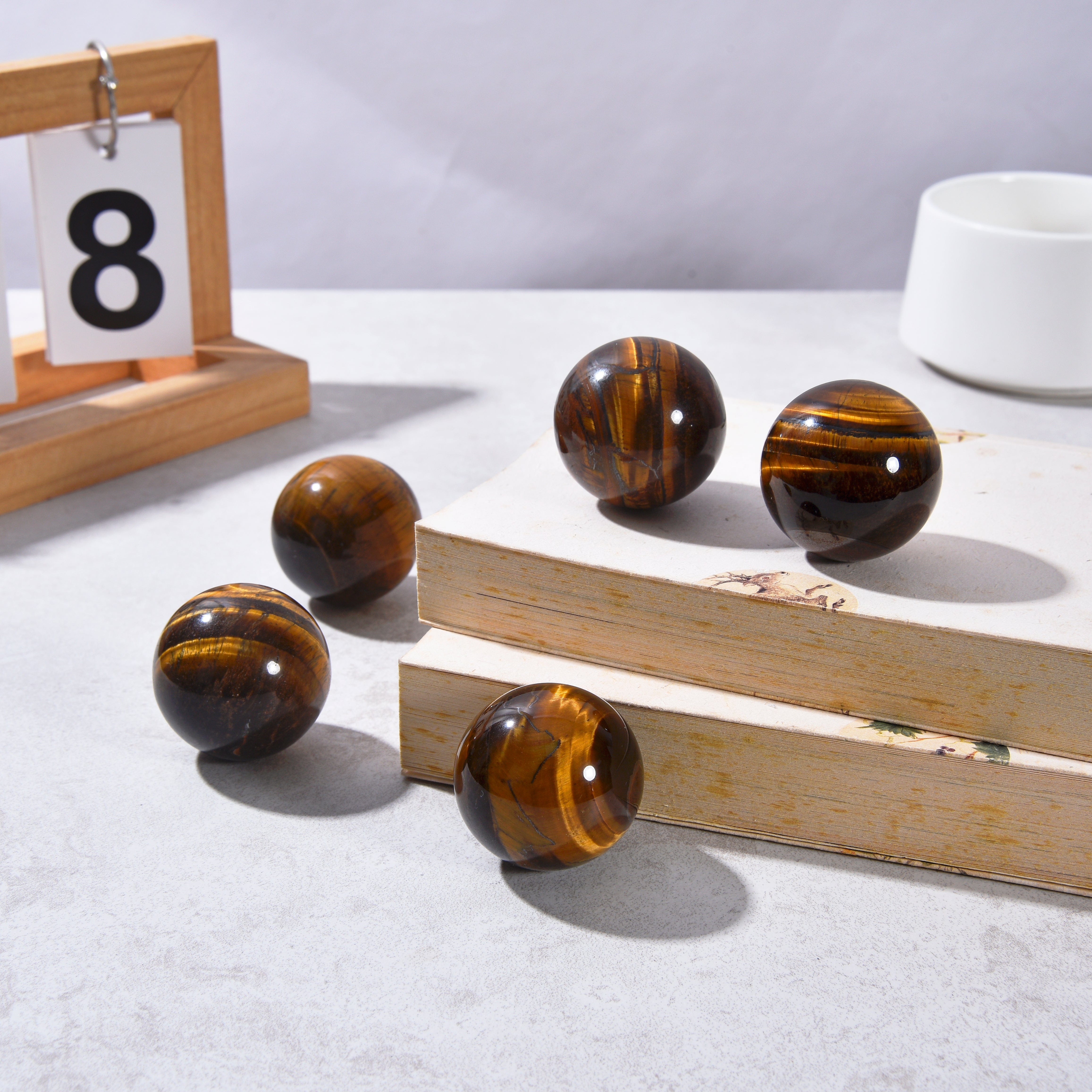 KALIFANO Gemstone Carvings 1.6" Tiger Eye Sphere Natural Gemstone Carving CV15-SP-TE