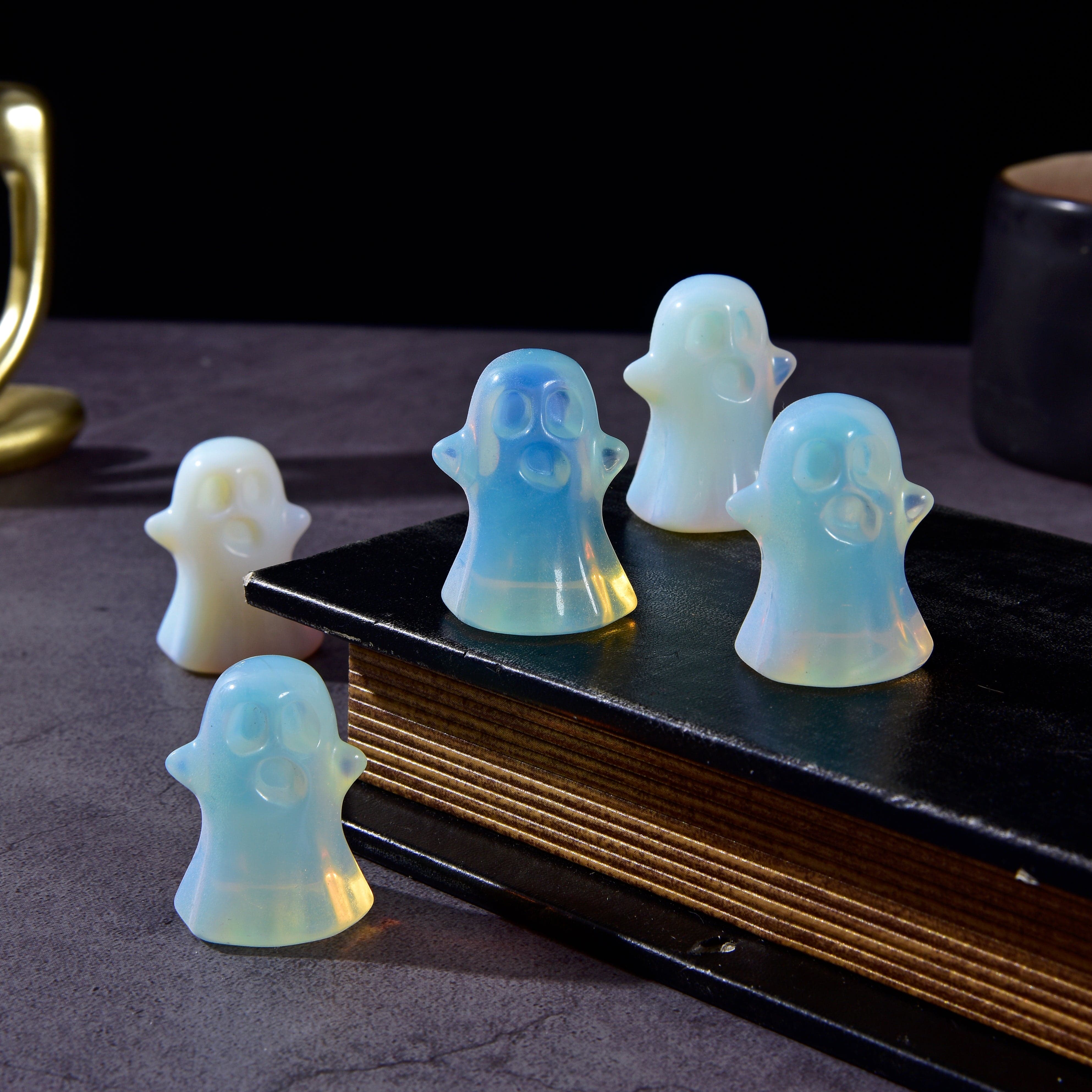 KALIFANO Gemstone Carvings 1.75" Opalite Moonstone Ghost Gemstone Carving CV9-G-MS