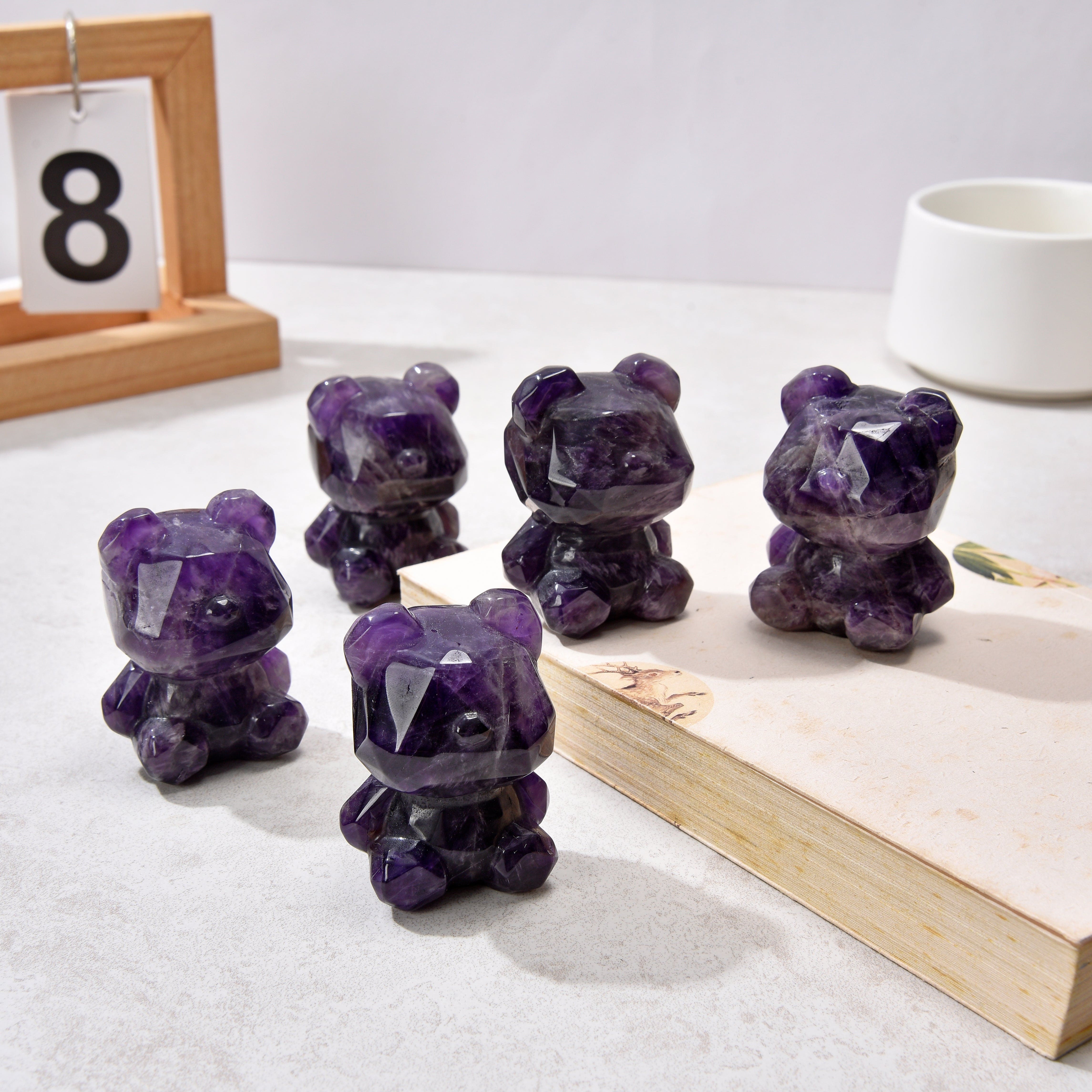 KALIFANO Gemstone Carvings 2.5" Amethyst Bear Natural Gemstone Carving CV45-BB-AM
