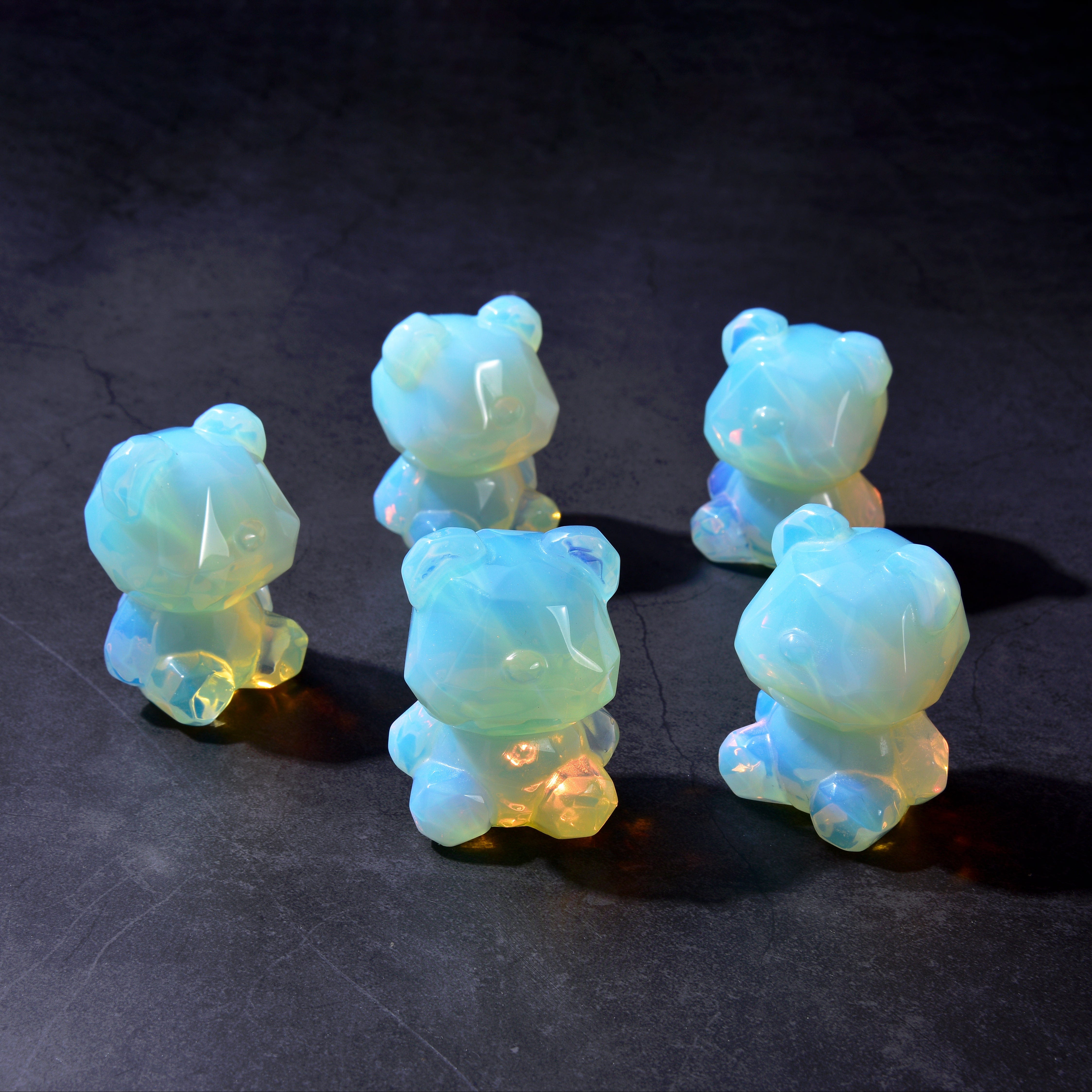 KALIFANO Gemstone Carvings 2.5" Opalite Moonstone Bear Natural Gemstone Carving CV45-BB-MS