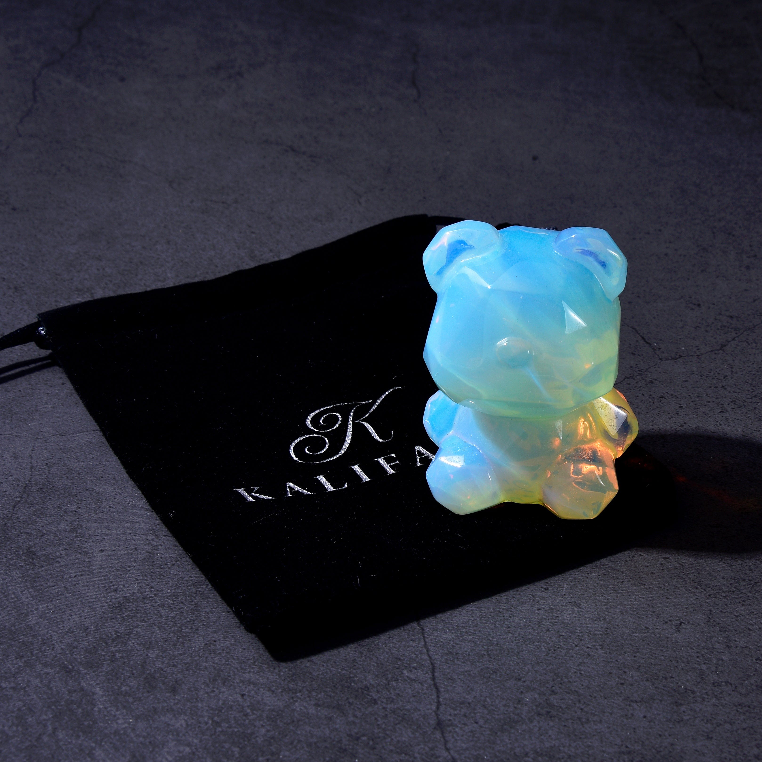 KALIFANO Gemstone Carvings 2.5" Opalite Moonstone Bear Natural Gemstone Carving CV45-BB-MS