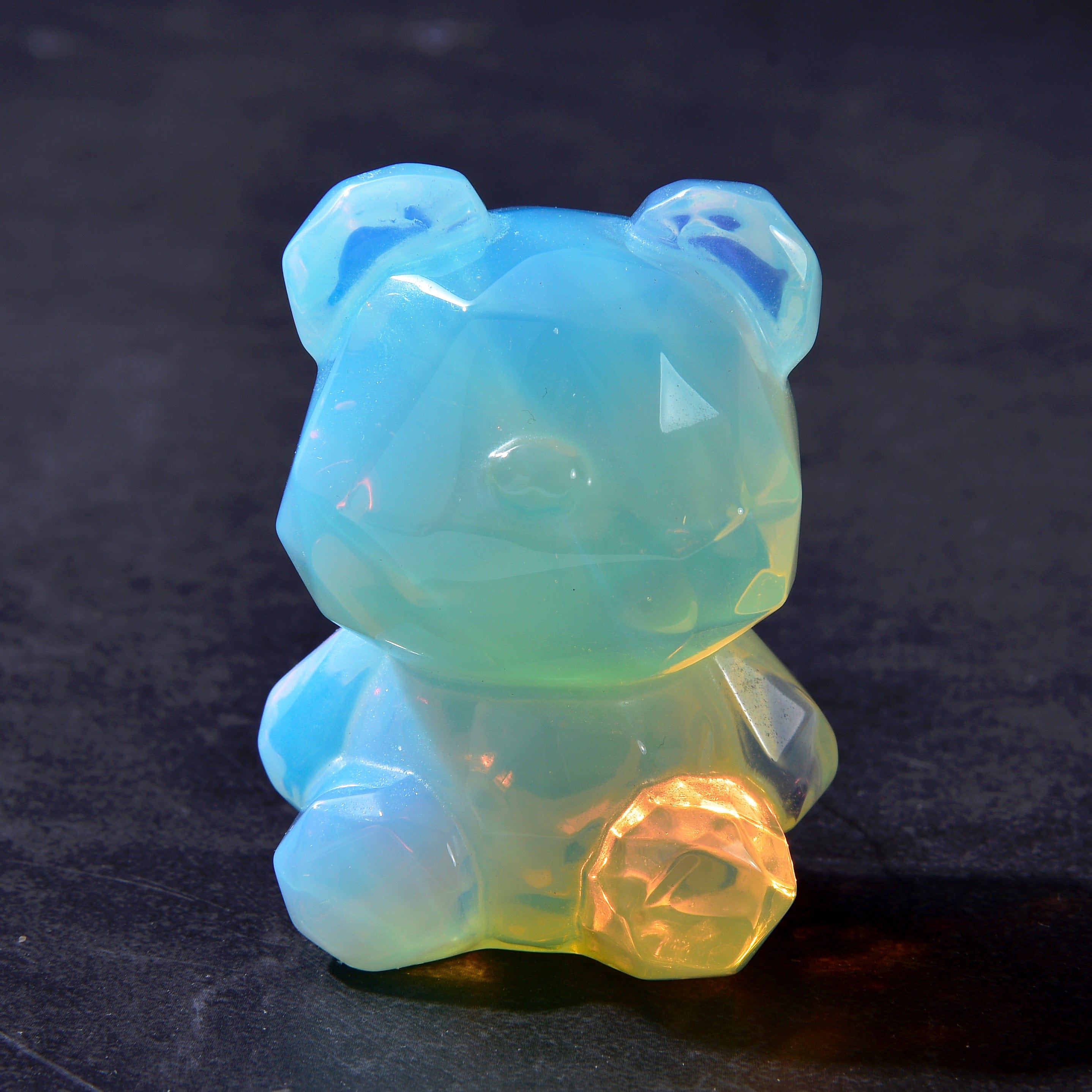 KALIFANO Gemstone Carvings 2.5" Opalite Moonstone Bear Natural Gemstone Carving CV45-BB-MS