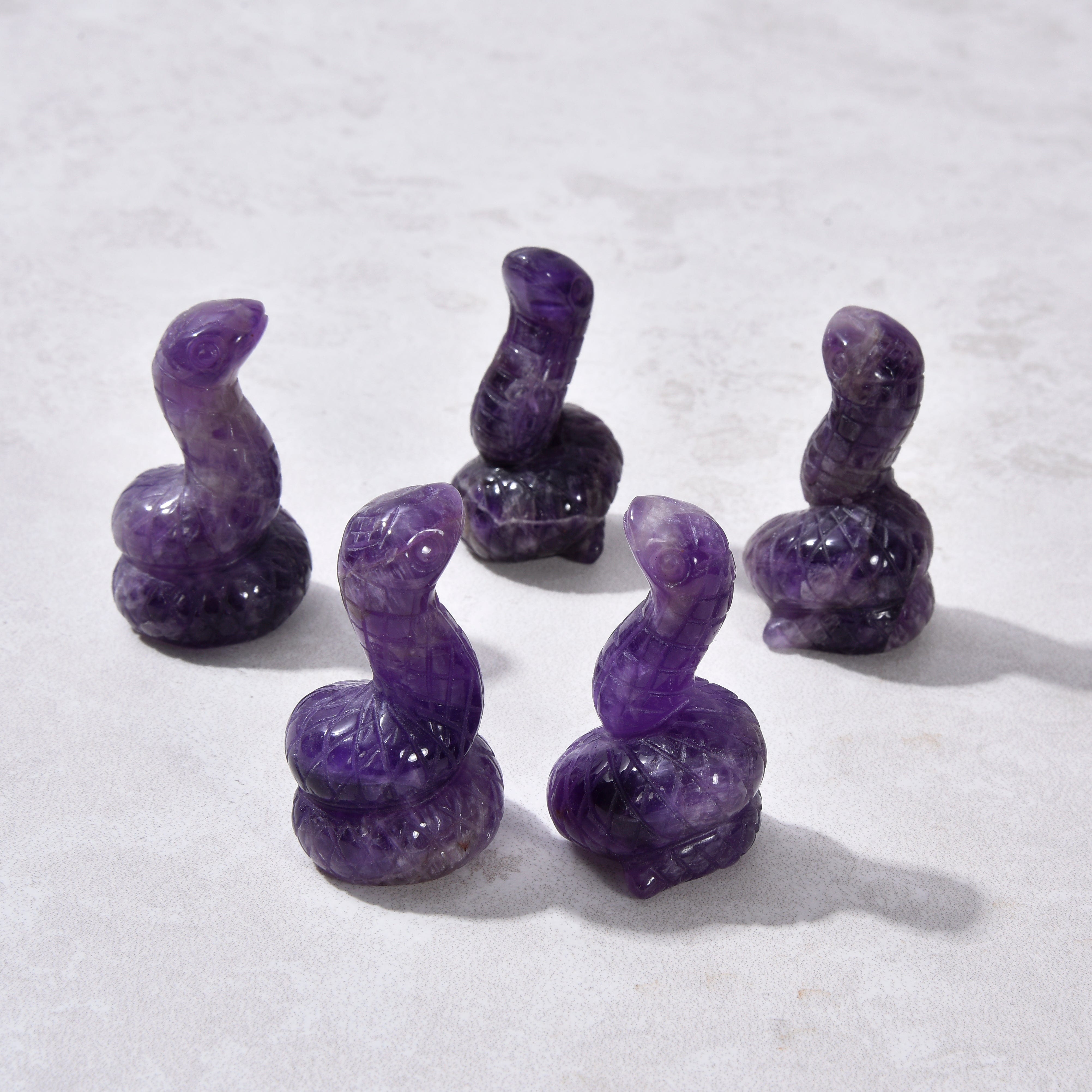 KALIFANO Gemstone Carvings 2" Amethyst Snake Natural Gemstone Carving CV14-S-AM