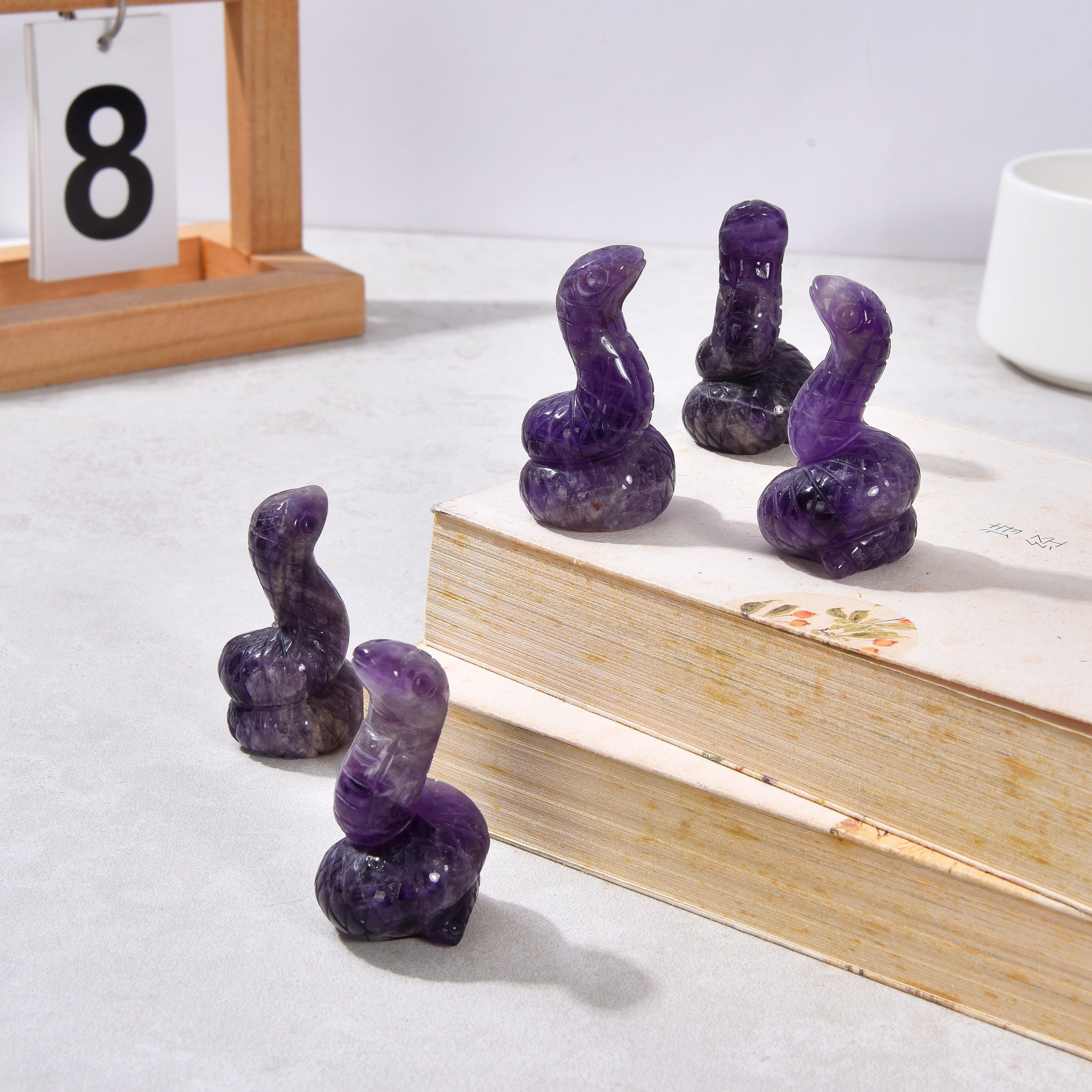 KALIFANO Gemstone Carvings 2" Amethyst Snake Natural Gemstone Carving CV14-S-AM