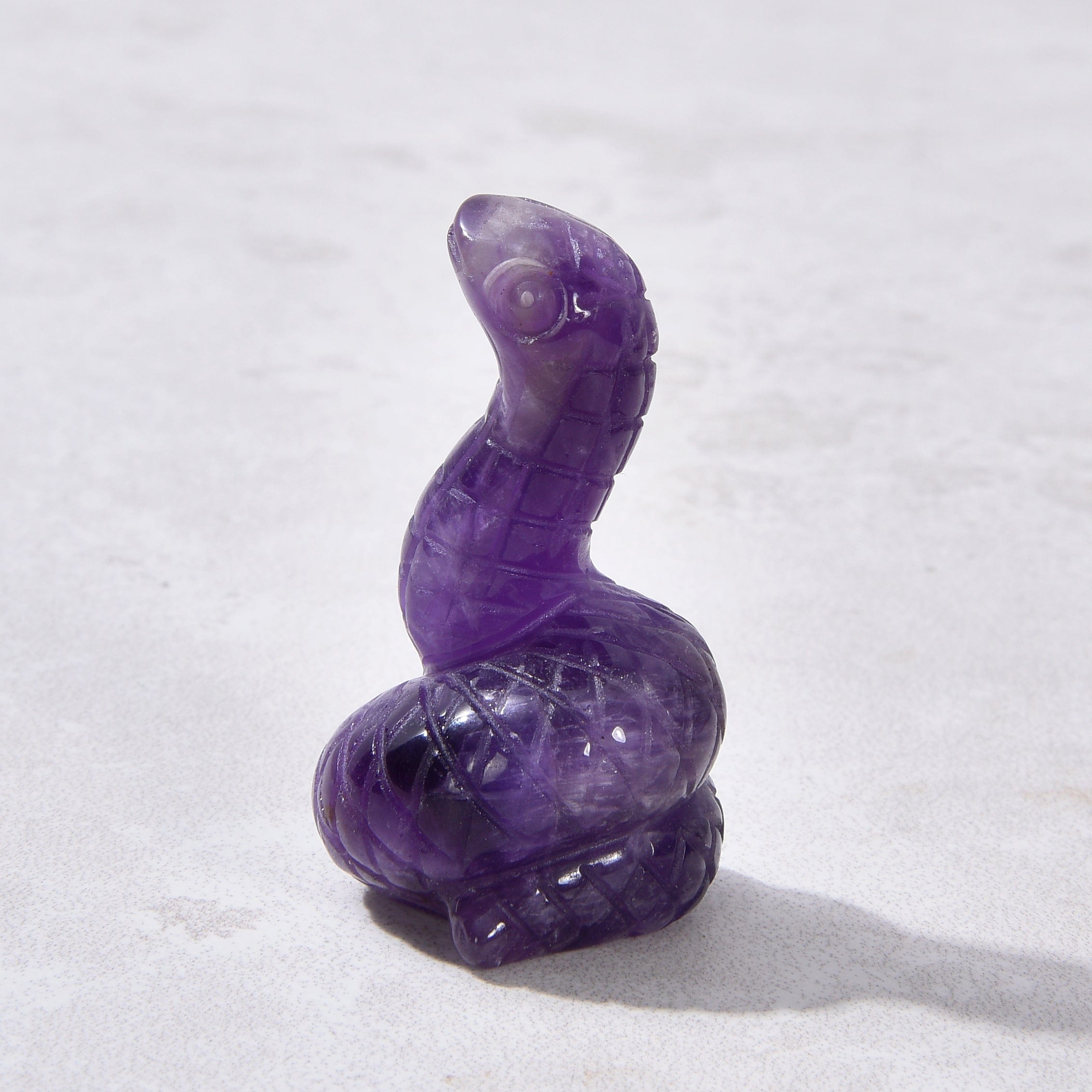 KALIFANO Gemstone Carvings 2" Amethyst Snake Natural Gemstone Carving CV14-S-AM