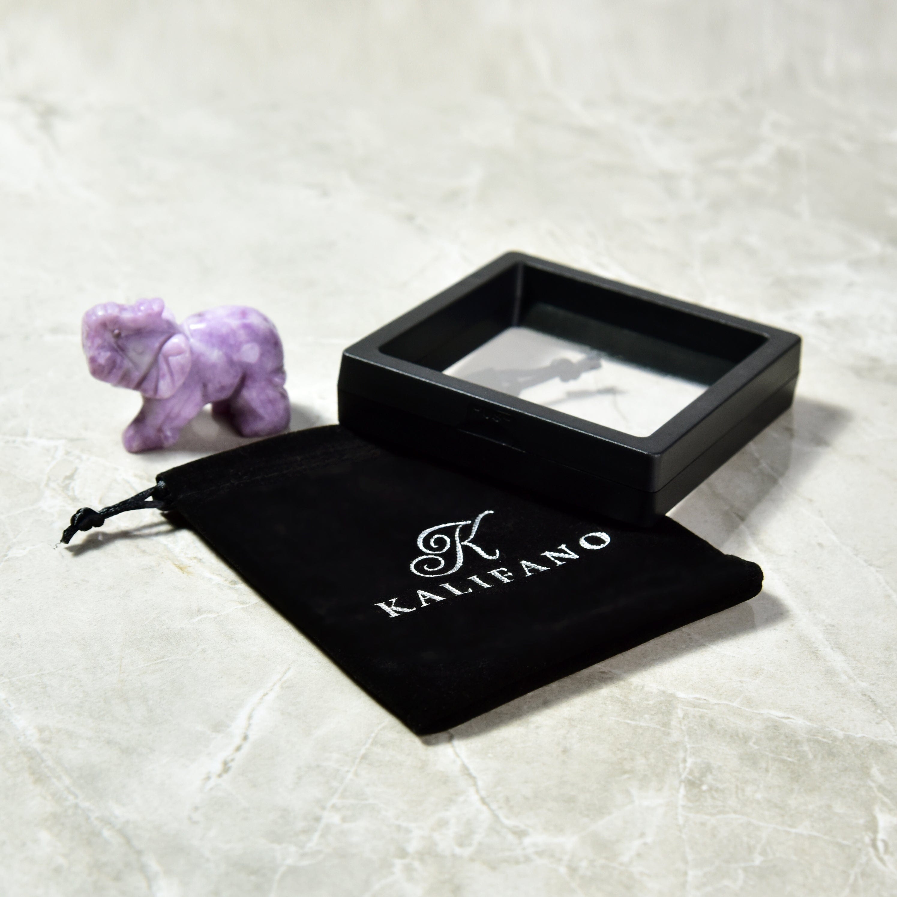 KALIFANO Gemstone Carvings 2" Lepidolite Elephant Natural Gemstone Carving CV15-E-LD