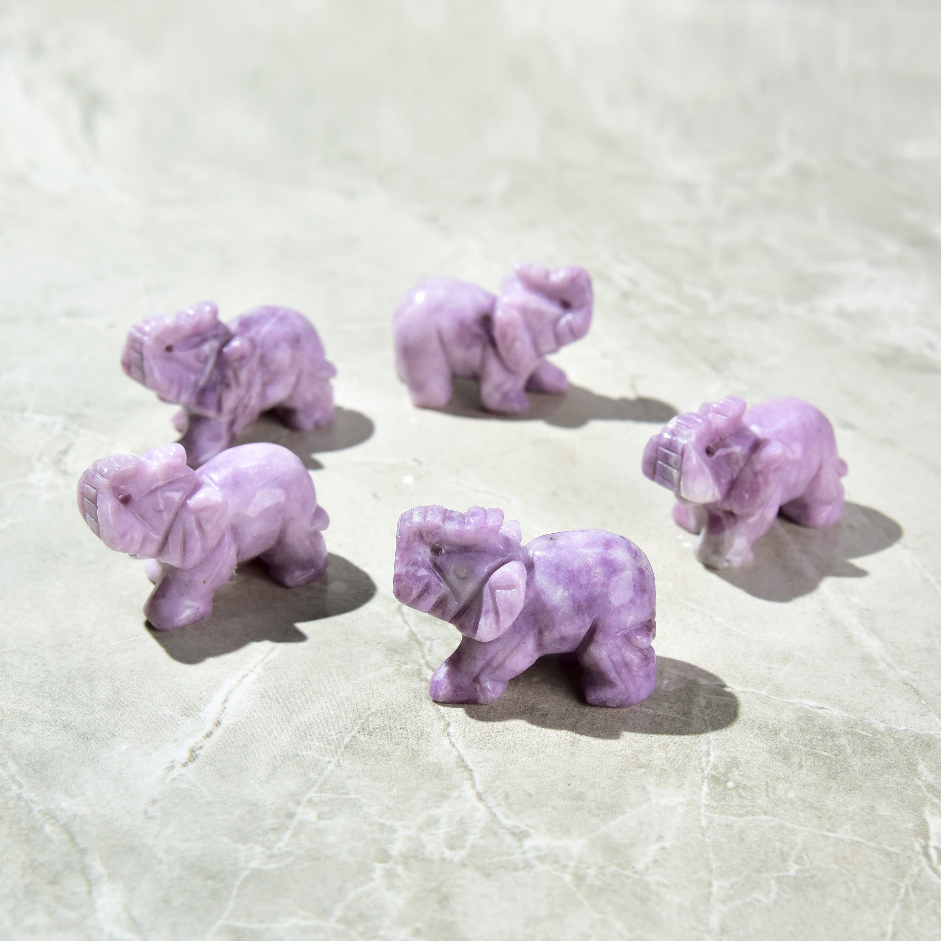 KALIFANO Gemstone Carvings 2" Lepidolite Elephant Natural Gemstone Carving CV15-E-LD