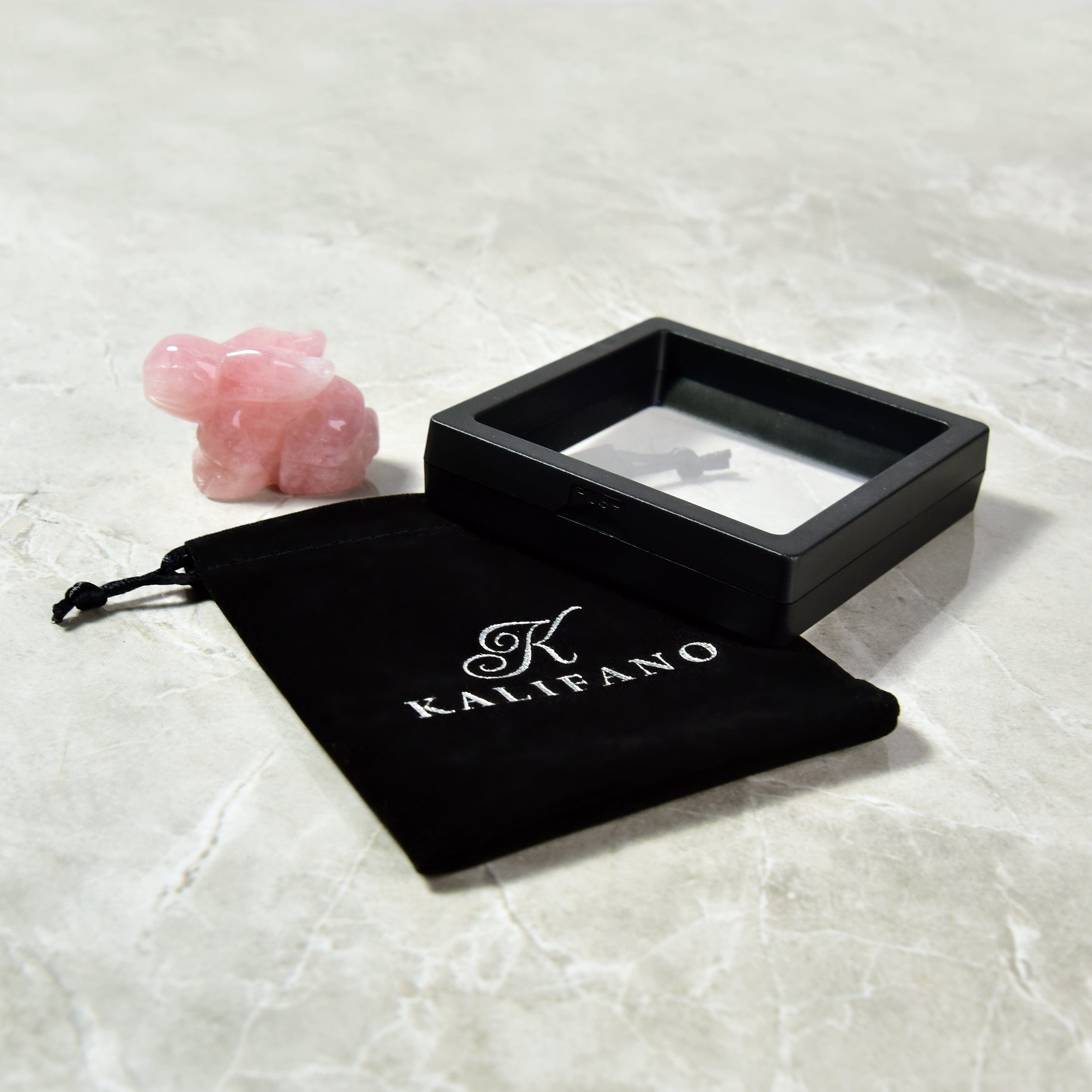 KALIFANO Gemstone Carvings 2" Rose Quartz Rabbit Natural Gemstone Carving CV14-R-RQ