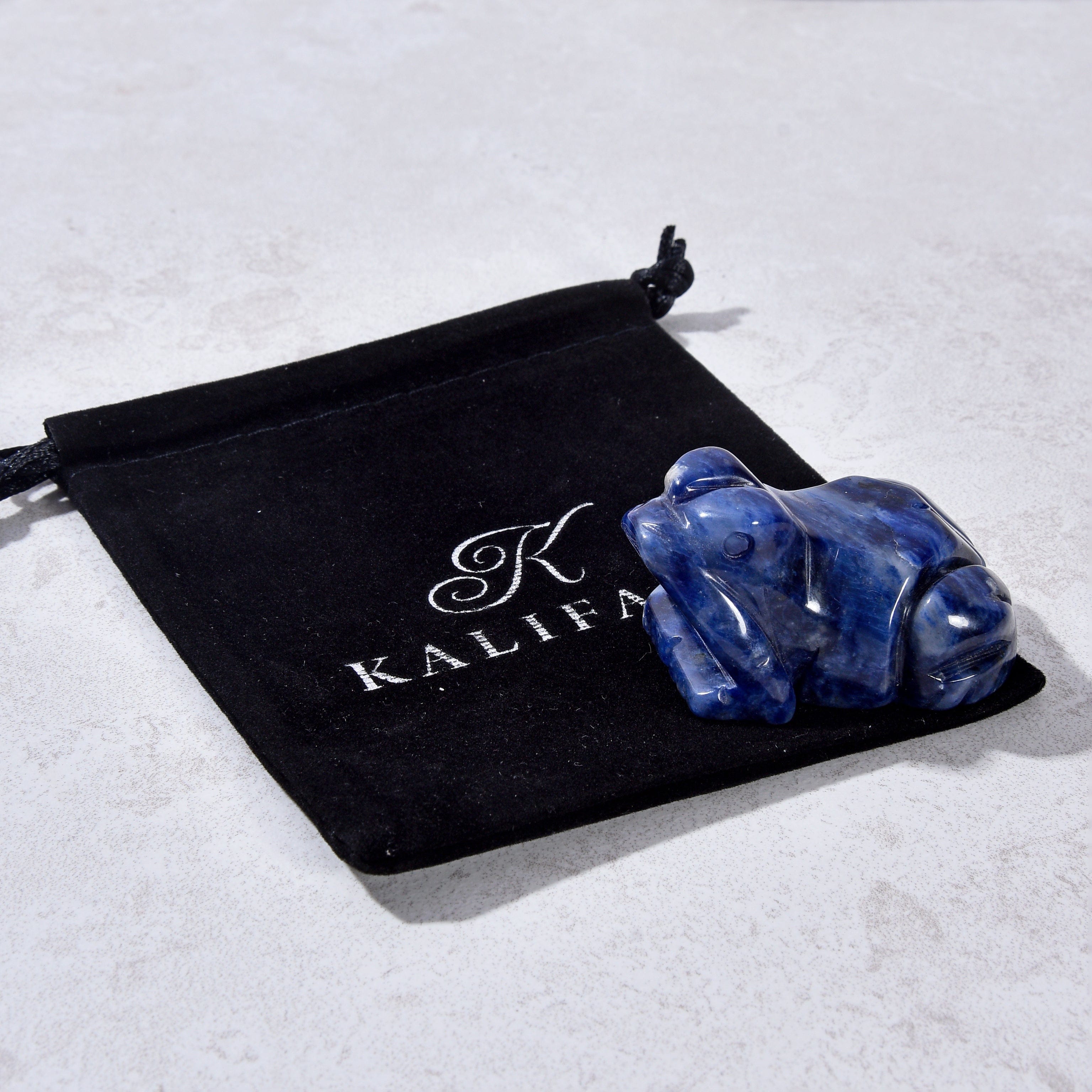 KALIFANO Gemstone Carvings 2" Sodalite Frog Natural Gemstone Carving CV13-F-SD
