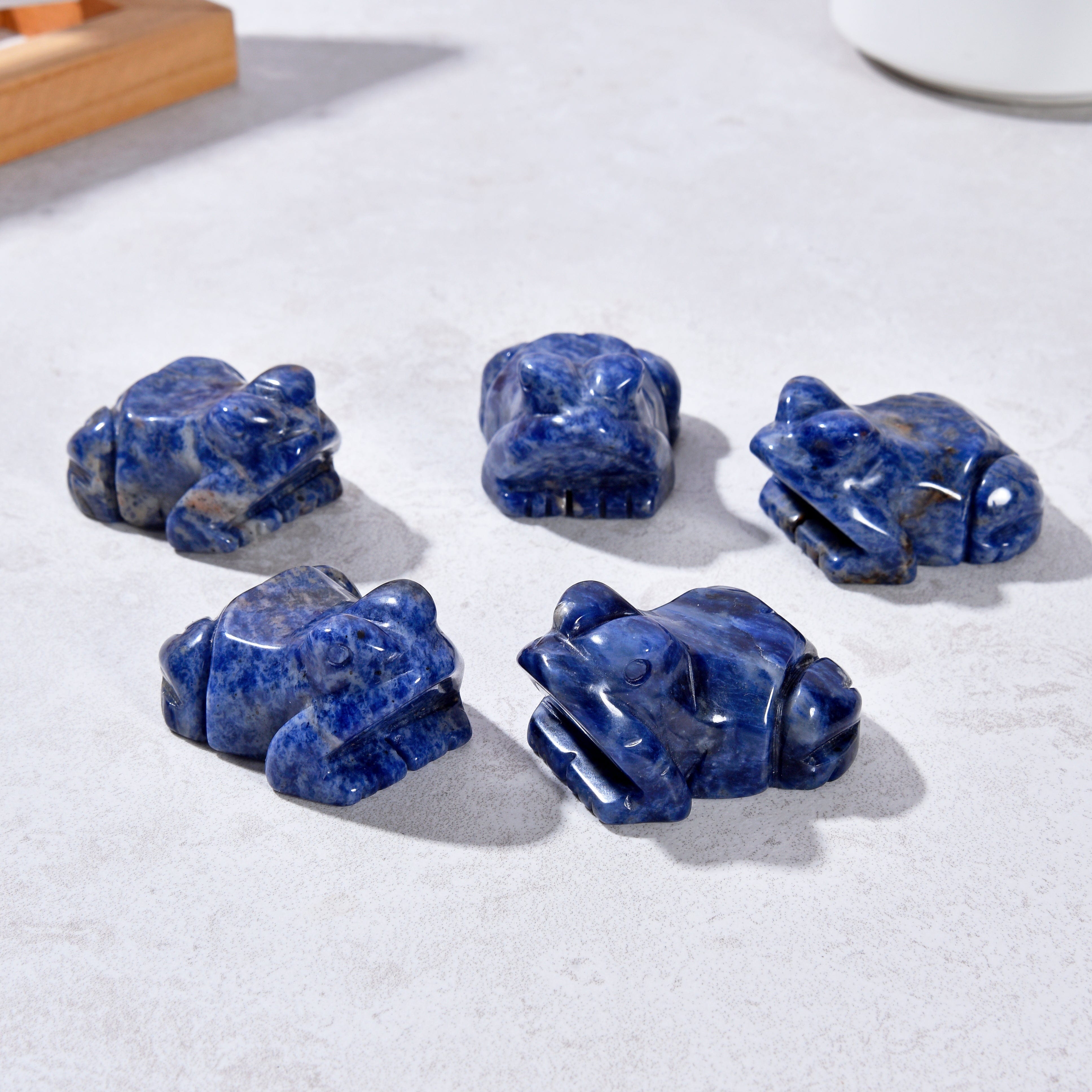 KALIFANO Gemstone Carvings 2" Sodalite Frog Natural Gemstone Carving CV13-F-SD