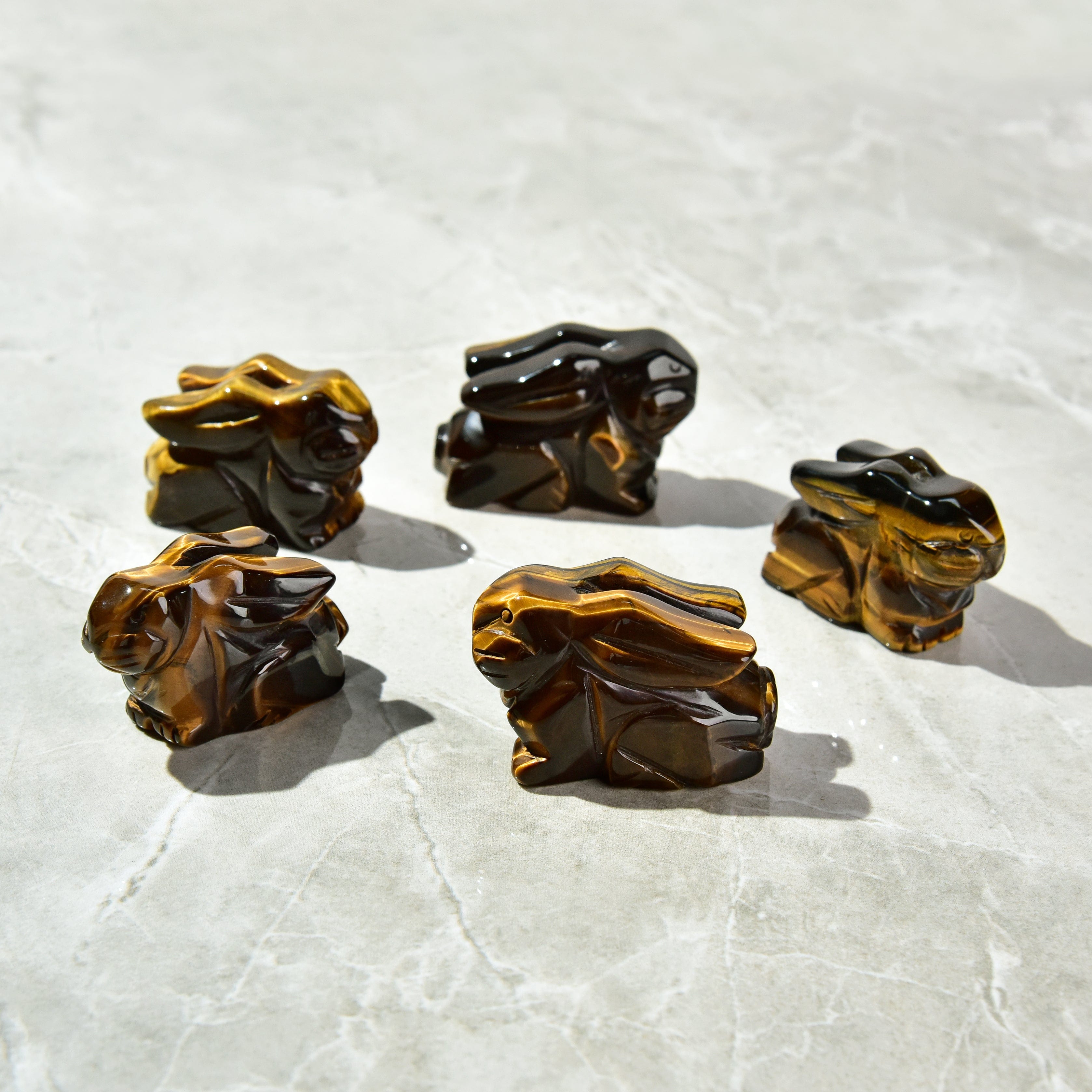 KALIFANO Gemstone Carvings 2" Tiger Eye Rabbit Natural Gemstone Carving CV14-R-TE