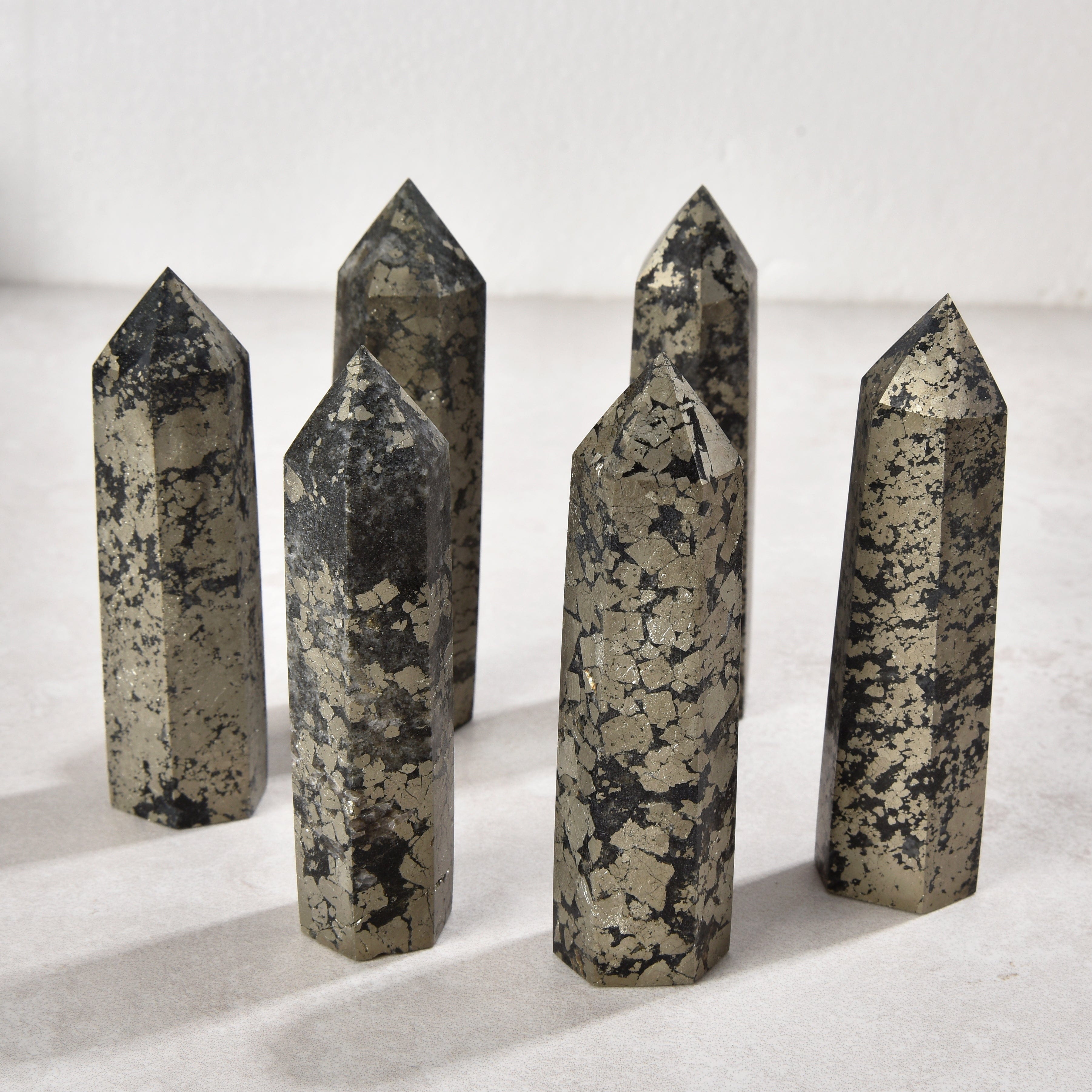 KALIFANO Gemstone Carvings 3.5" Pyrite Obelisk Tower Gemstone Carving GOT810-PC