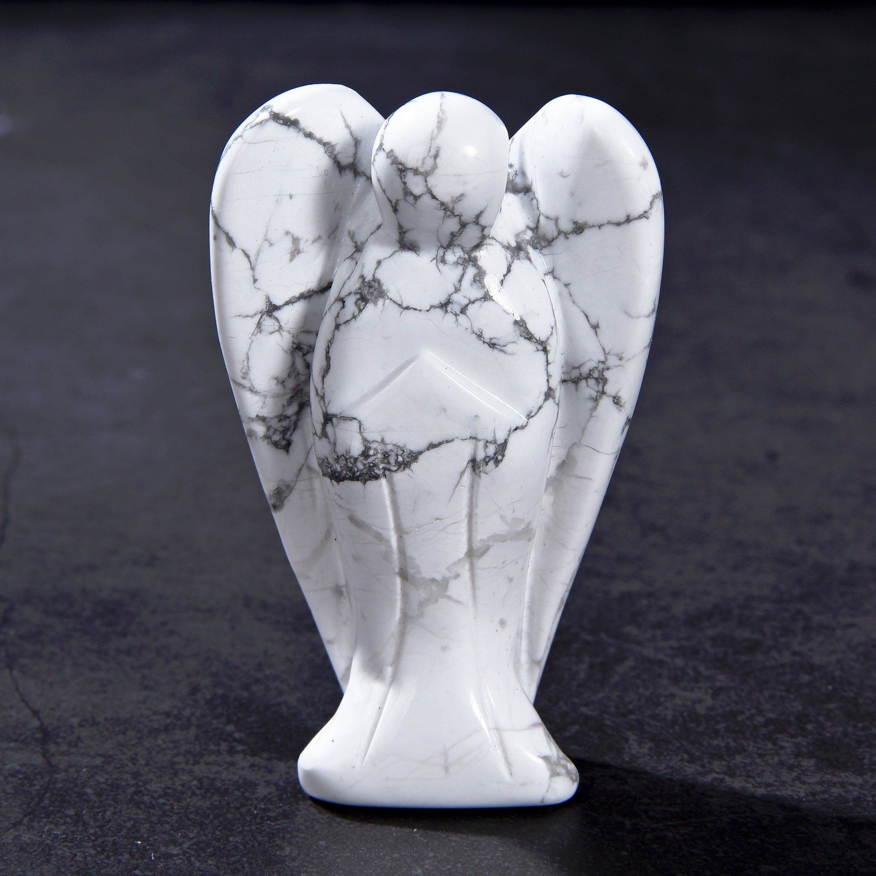 KALIFANO Gemstone Carvings 3" Howlite Angel Natural Gemstone Carving CV40-A-HT