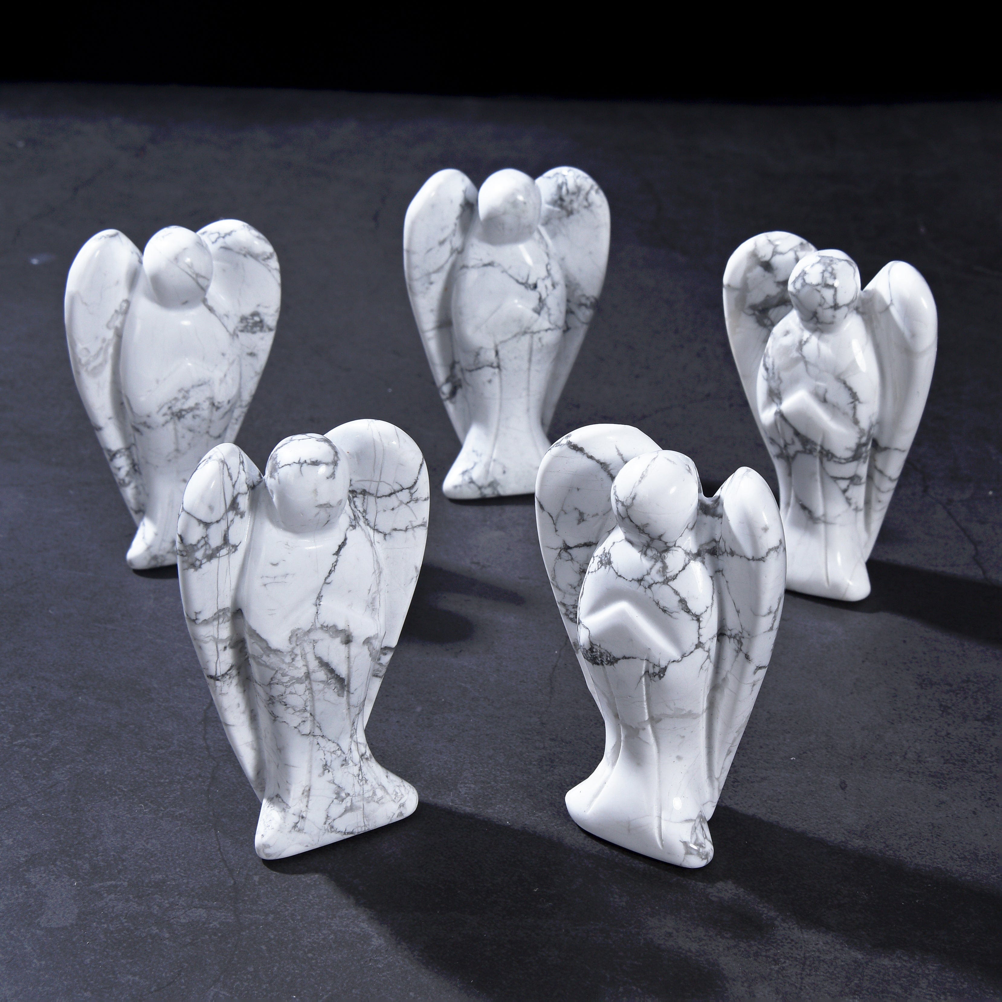KALIFANO Gemstone Carvings 3" Howlite Angel Natural Gemstone Carving CV40-A-HT