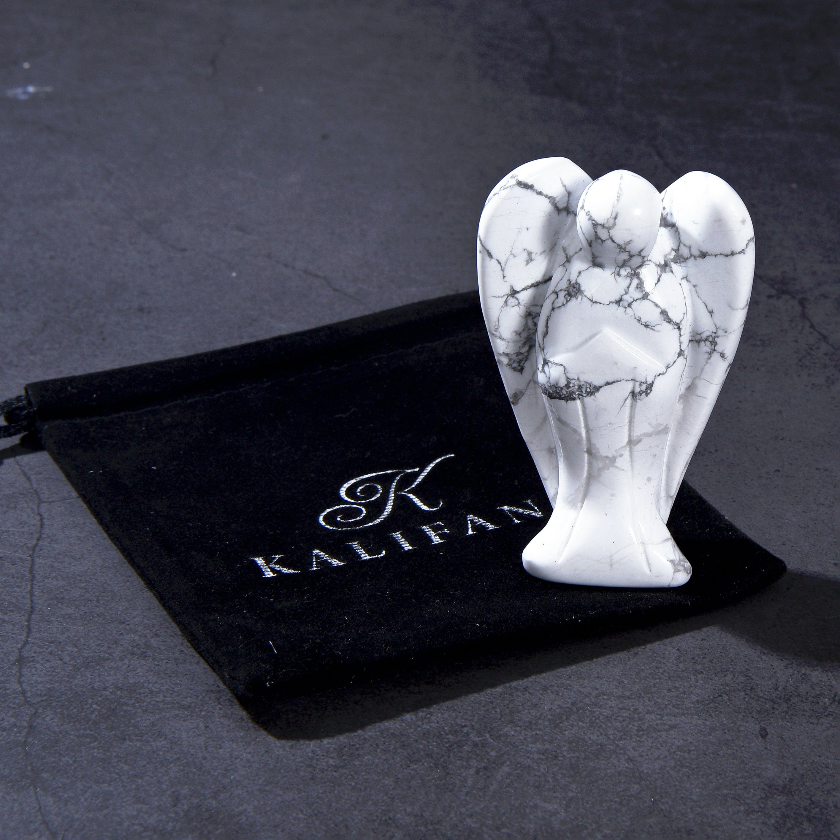 KALIFANO Gemstone Carvings 3" Howlite Angel Natural Gemstone Carving CV40-A-HT