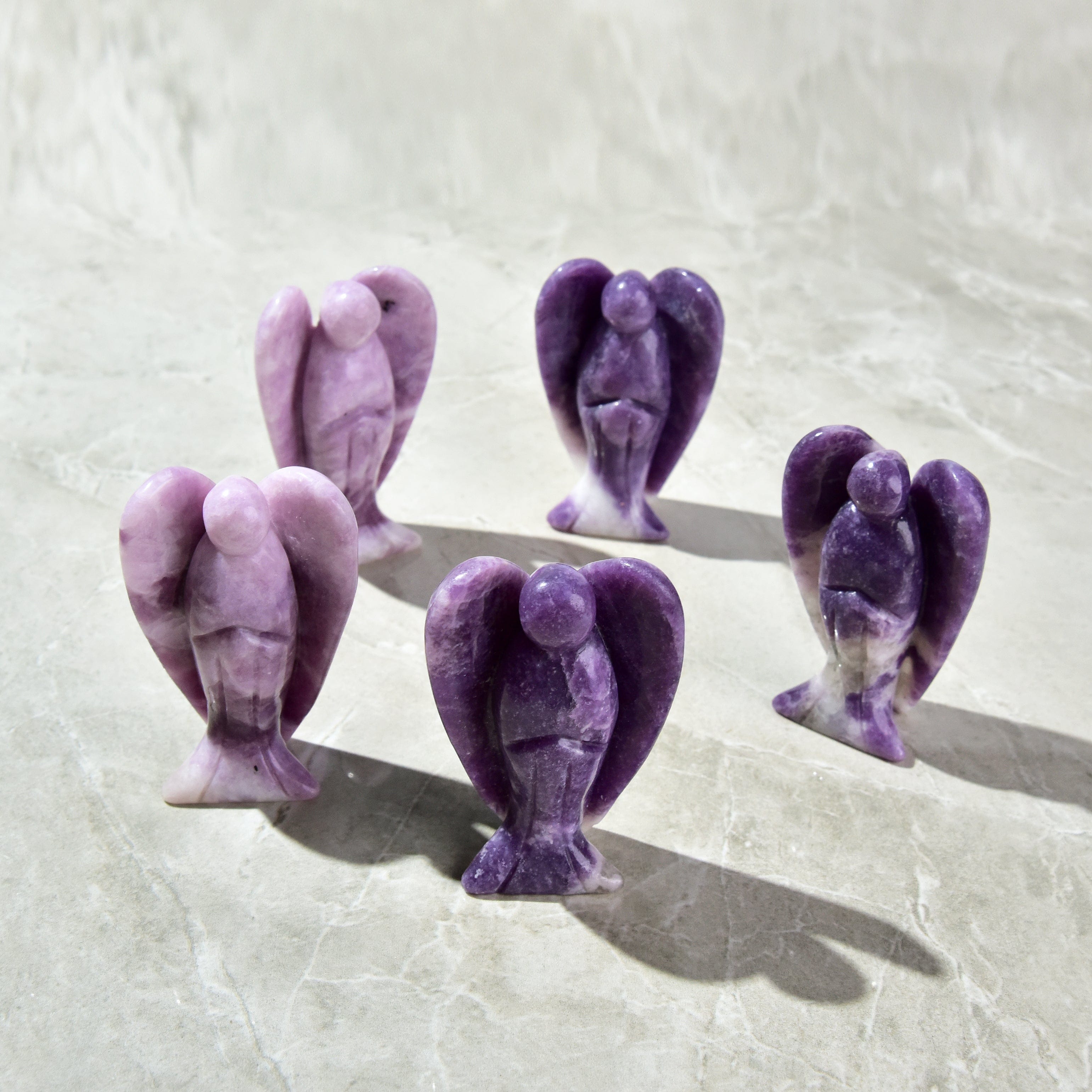 KALIFANO Gemstone Carvings 3" Lepidolite Angel Natural Gemstone Carving CV40-A-LD
