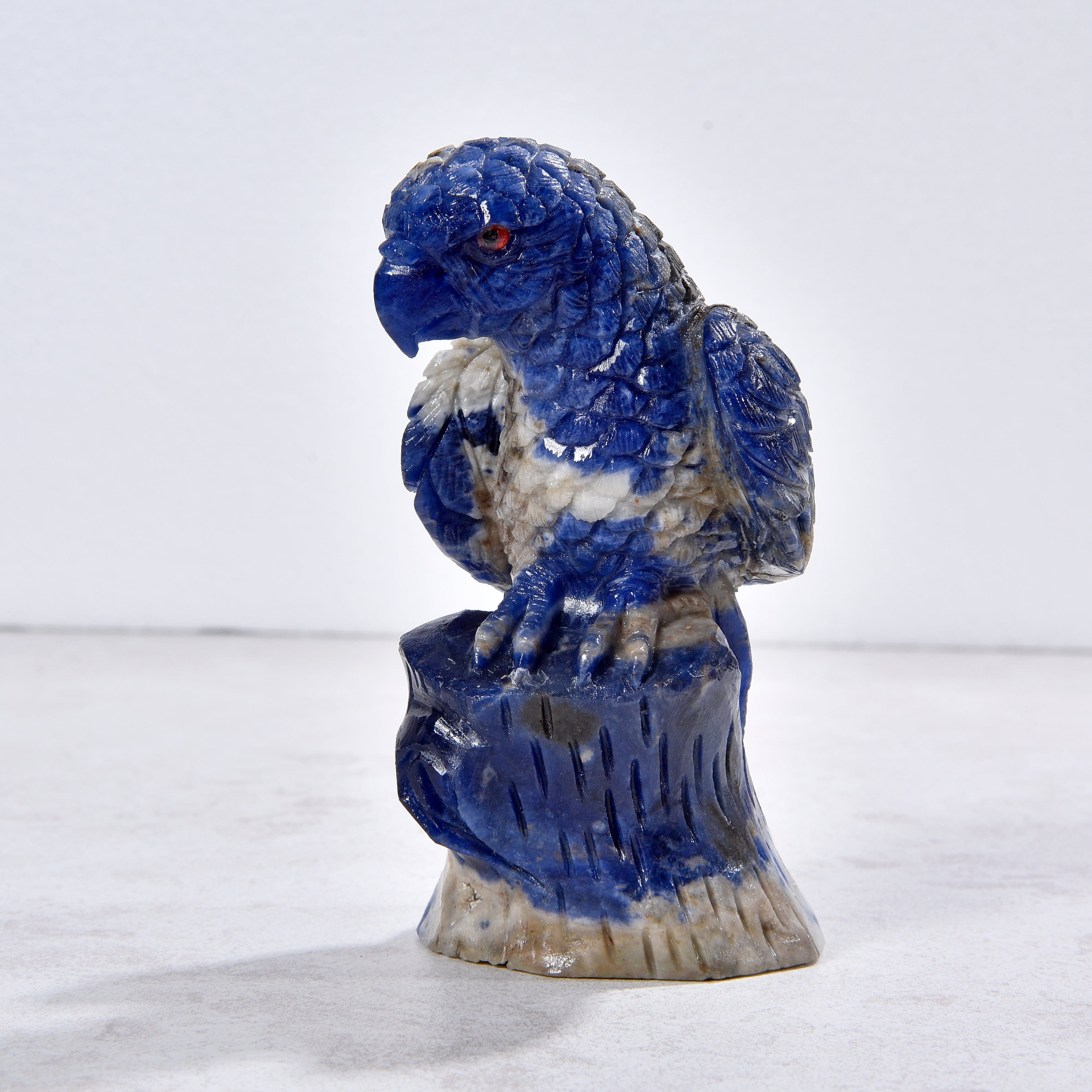 KALIFANO Gemstone Carvings 3" Natural Lapis Parrot Gemstone Carving CVLB.1000.18