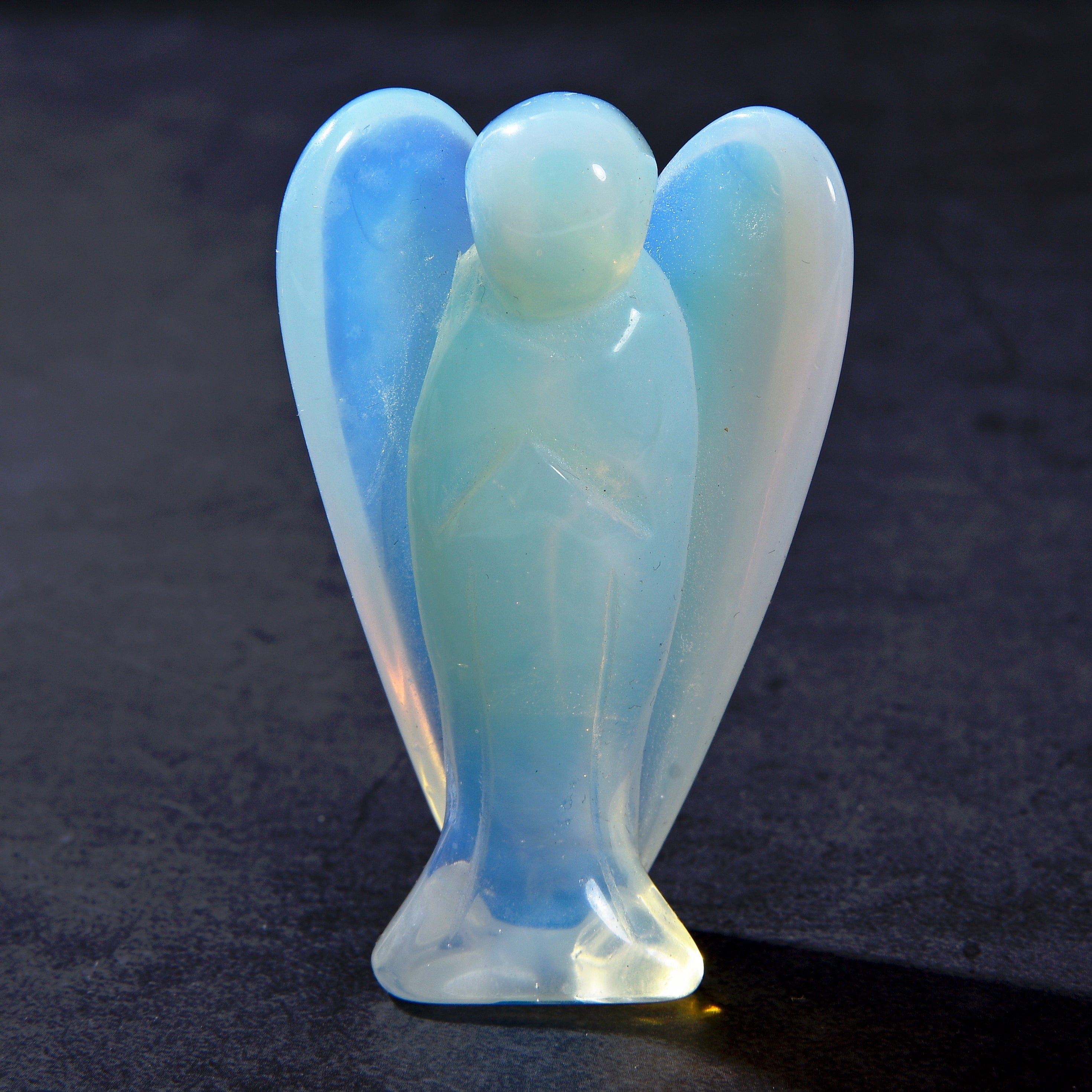 KALIFANO Gemstone Carvings 3" Opalite Moonstone Angel Gemstone Carving CV40-A-MS