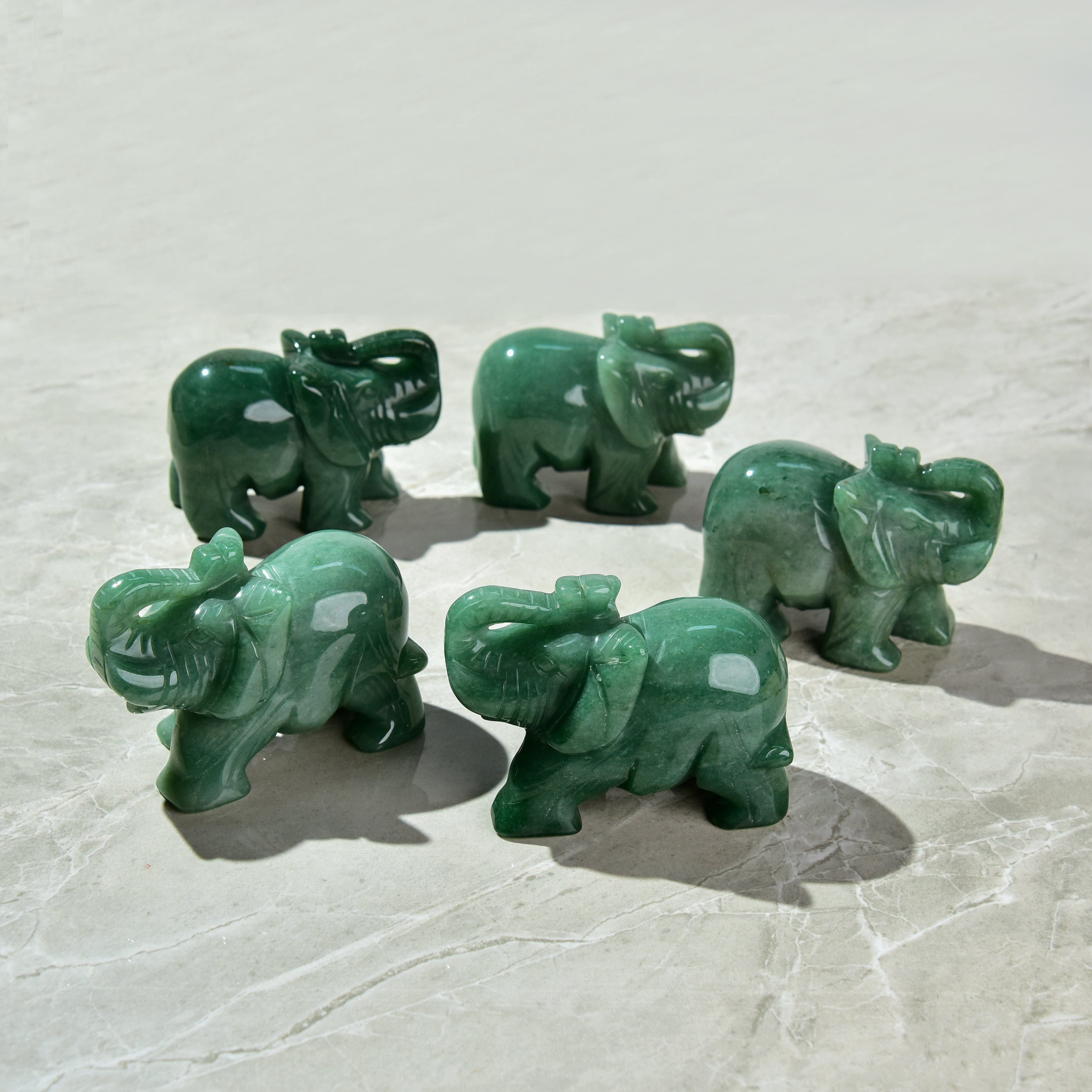 KALIFANO Gemstone Carvings 4" Aventurine Elephant Natural Gemstone Carving CV140-E-AV