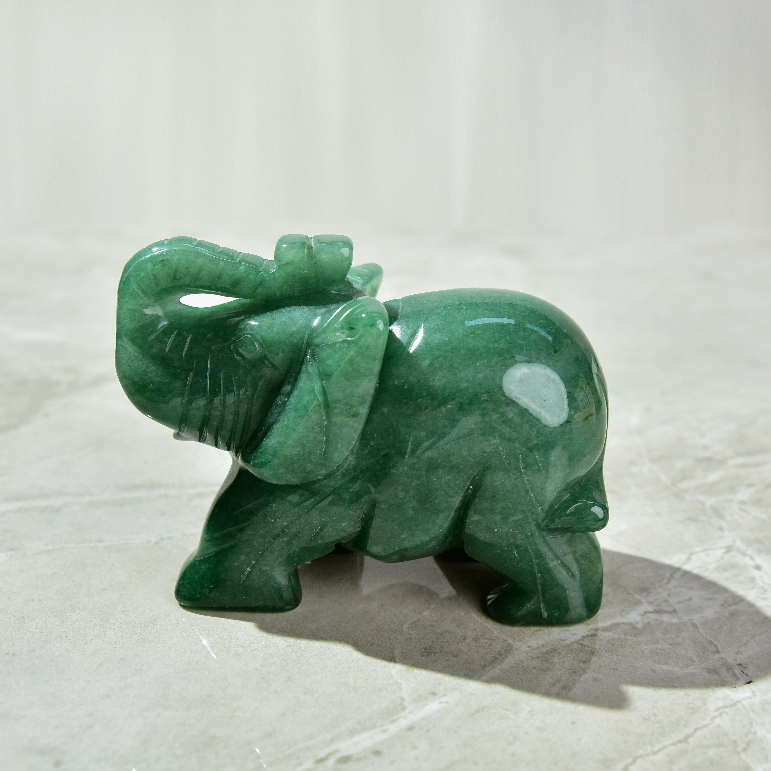 KALIFANO Gemstone Carvings 4" Aventurine Elephant Natural Gemstone Carving CV140-E-AV