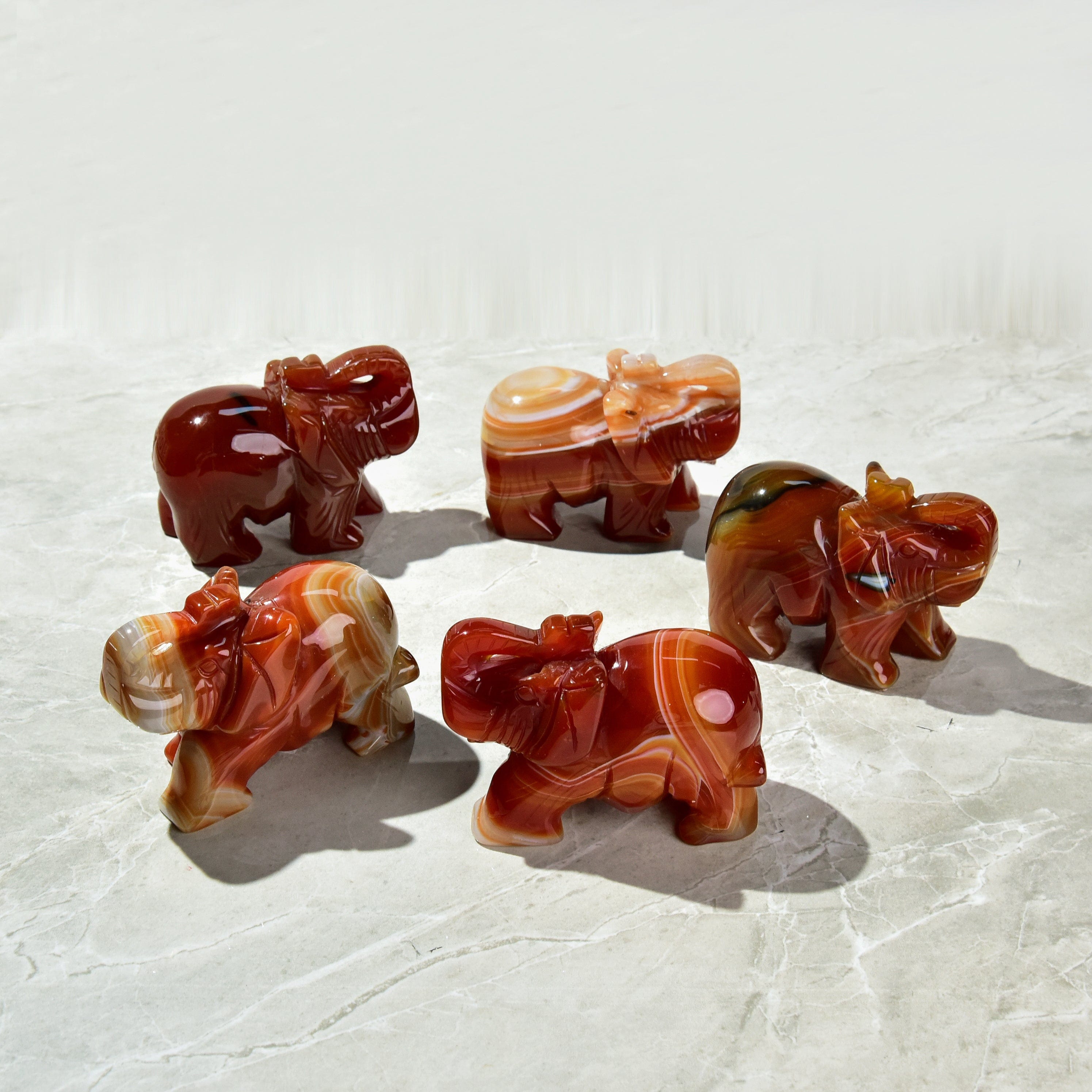 KALIFANO Gemstone Carvings 4" Carnelian Elephant Natural Gemstone Carving CV140-E-CN