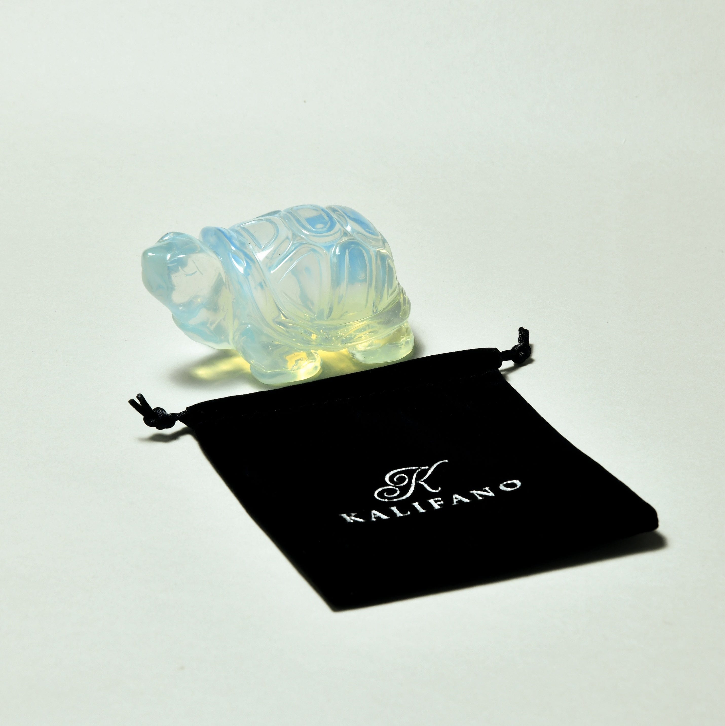 KALIFANO Gemstone Carvings 4" Opalite Moonstone Turtle Natural Gemstone Carving CV140-T-MS