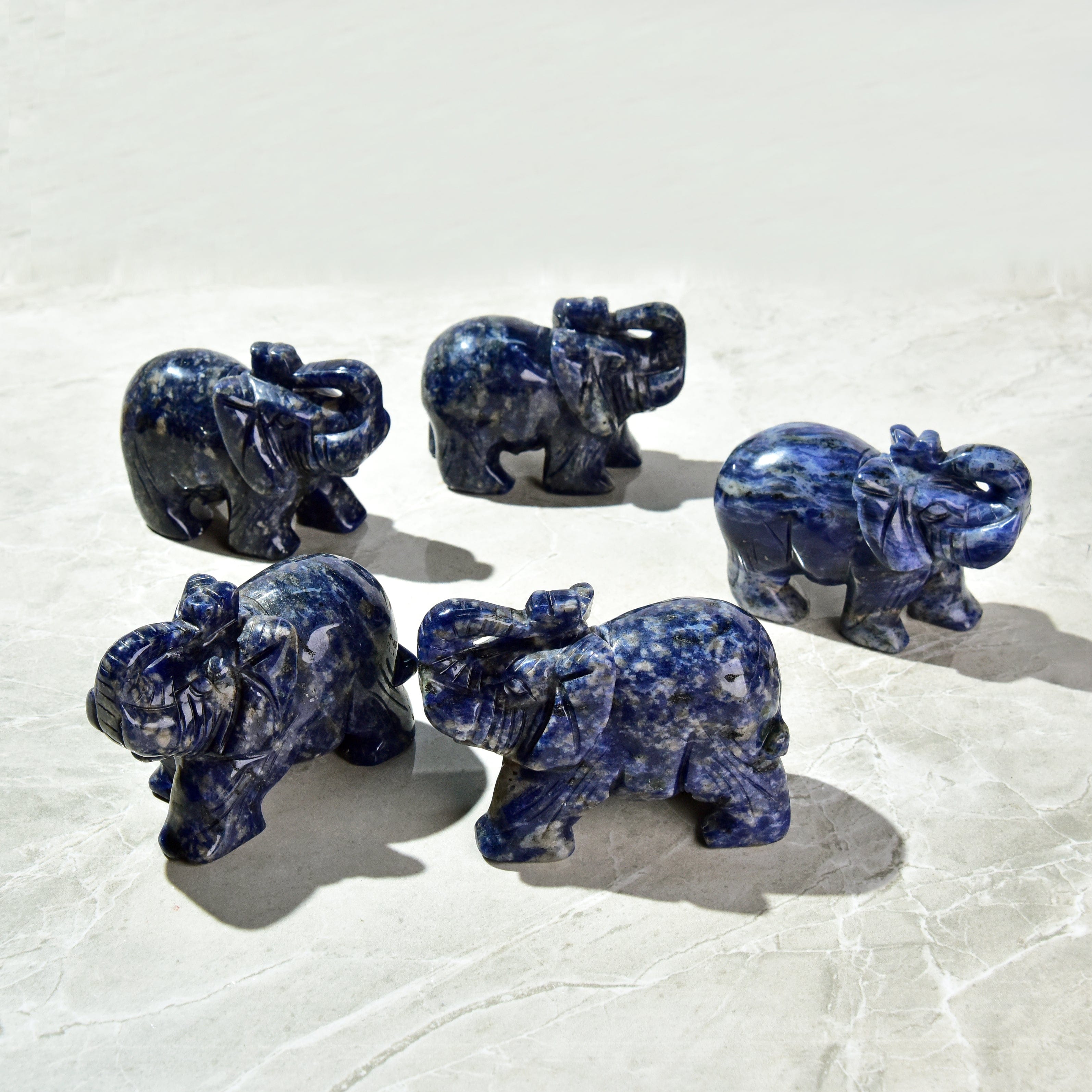 KALIFANO Gemstone Carvings 4" Sodalite Elephant Natural Gemstone Carving CV140-E-SD