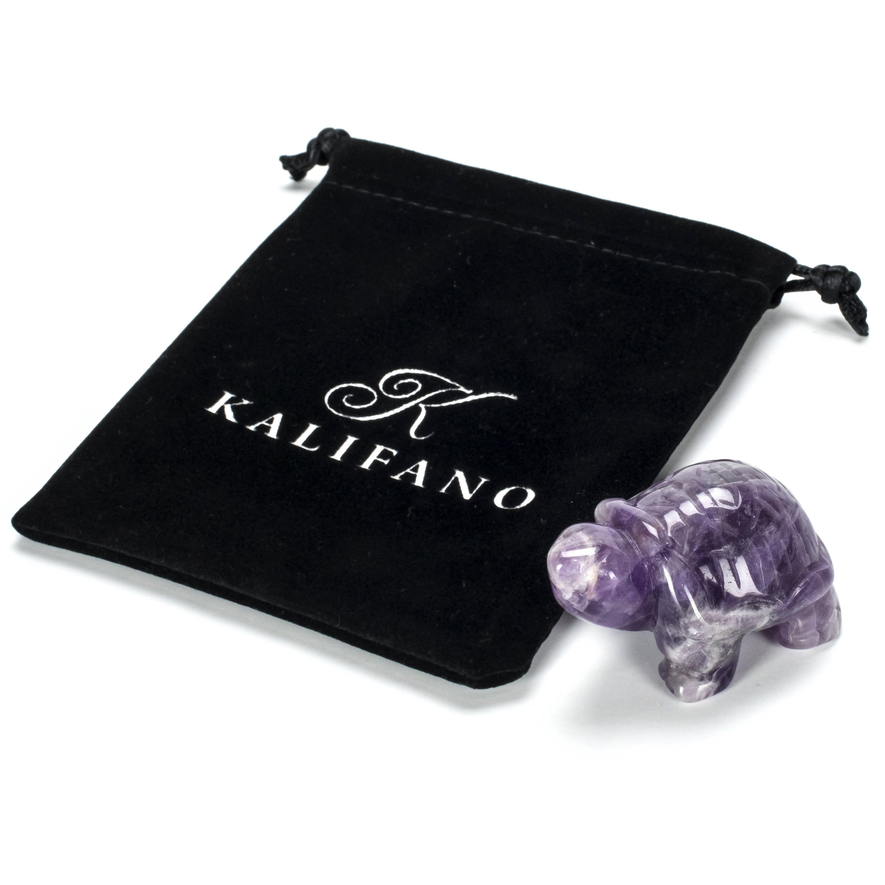 Kalifano Gemstone Carvings Amethyst Turtle 2'' Natural Gemstone Carving CV14-T-AM