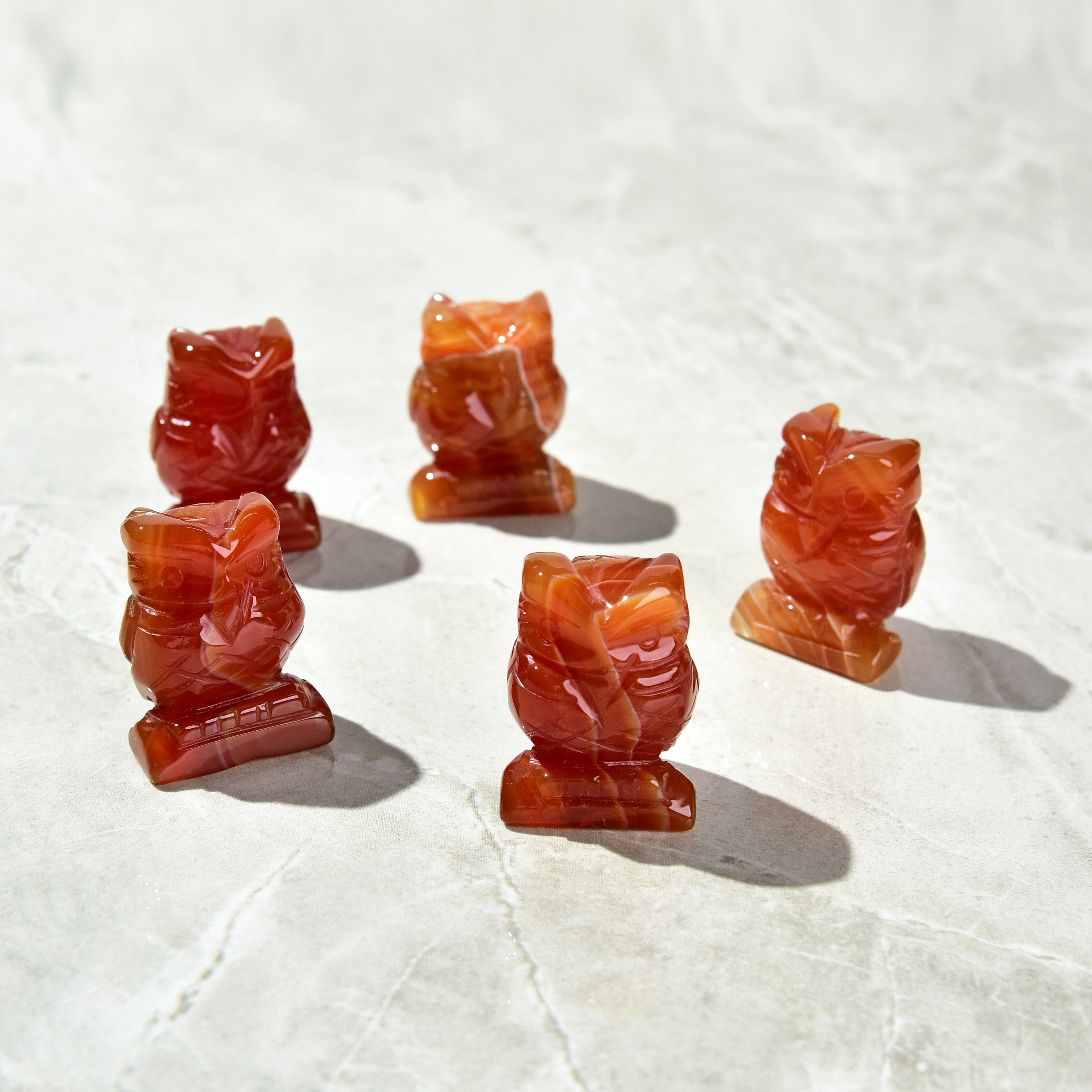 Kalifano Gemstone Carvings Carnelian Owl 1.5" Gemstone Carving CV12-O-CR