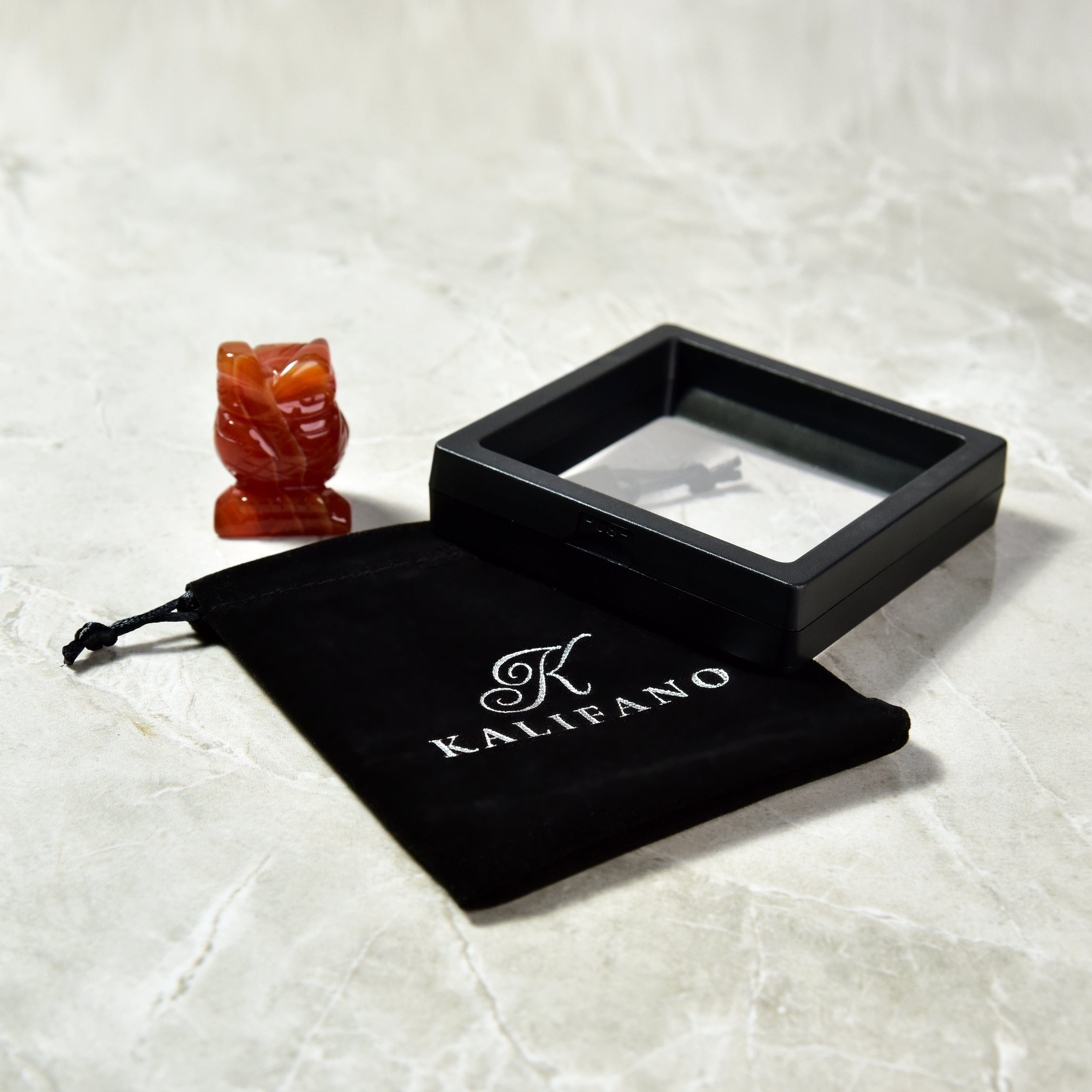 Kalifano Gemstone Carvings Carnelian Owl 1.5" Gemstone Carving CV12-O-CR