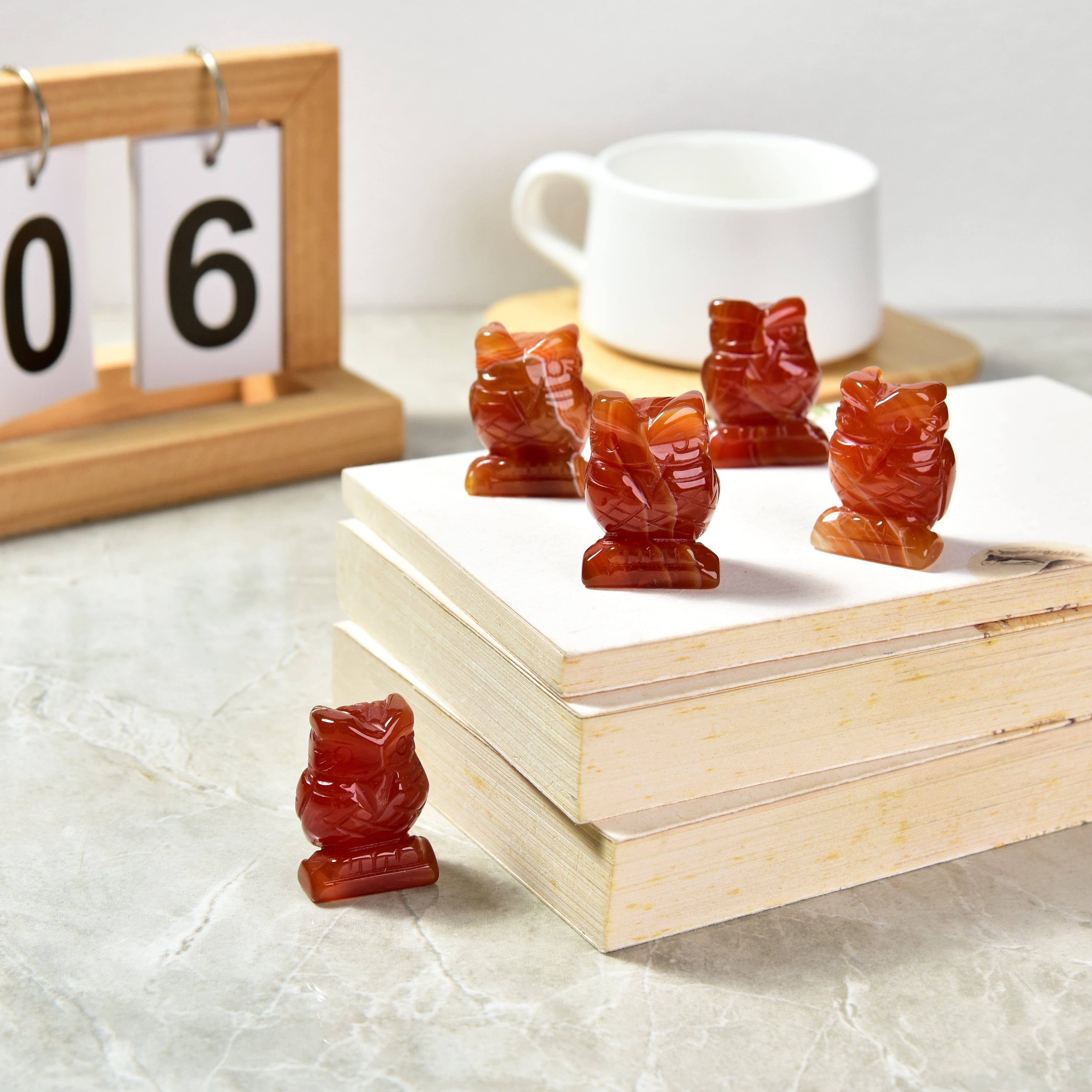 Kalifano Gemstone Carvings Carnelian Owl 1.5" Gemstone Carving CV12-O-CR