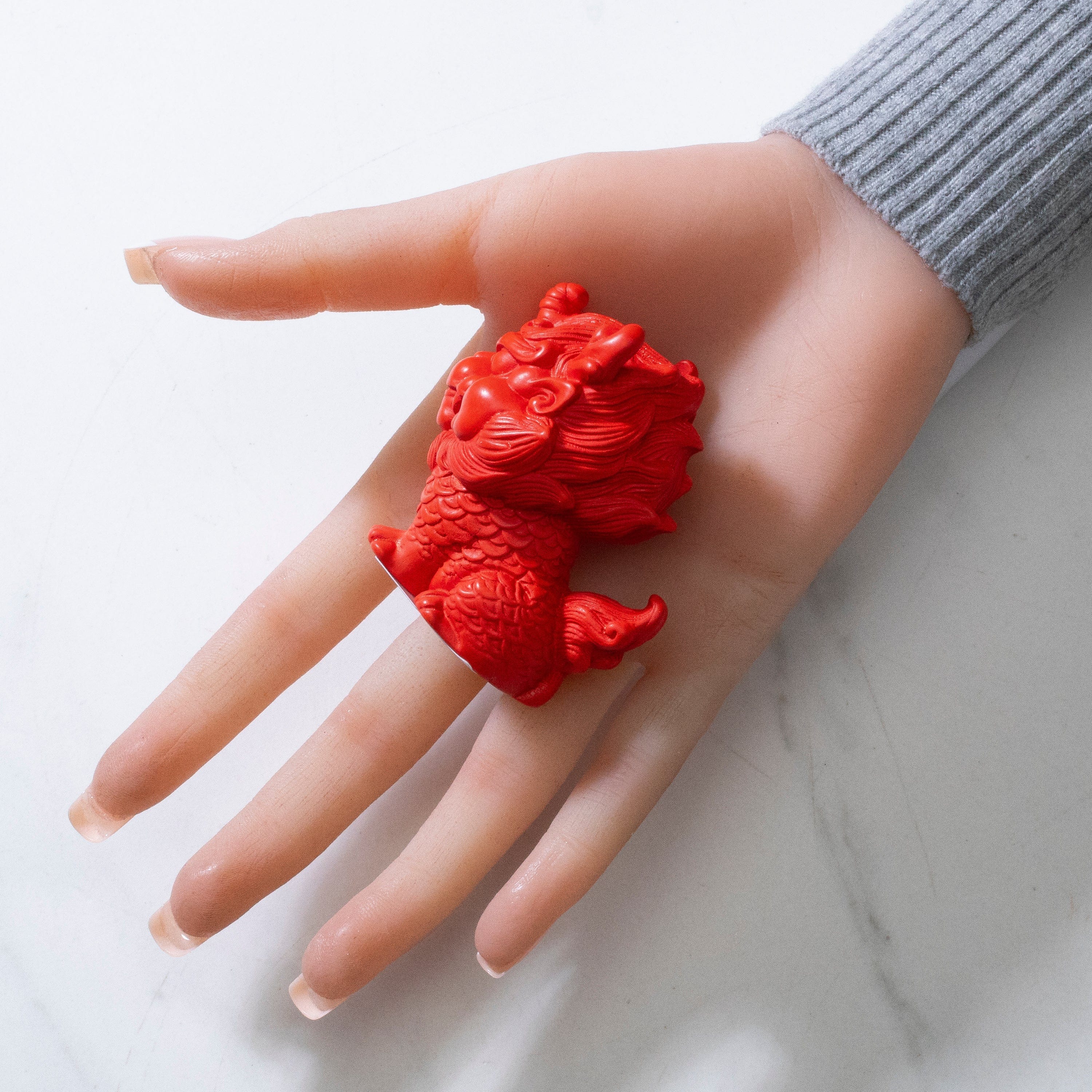 KALIFANO Gemstone Carvings Cinnabar Dragon Carving CBAR169