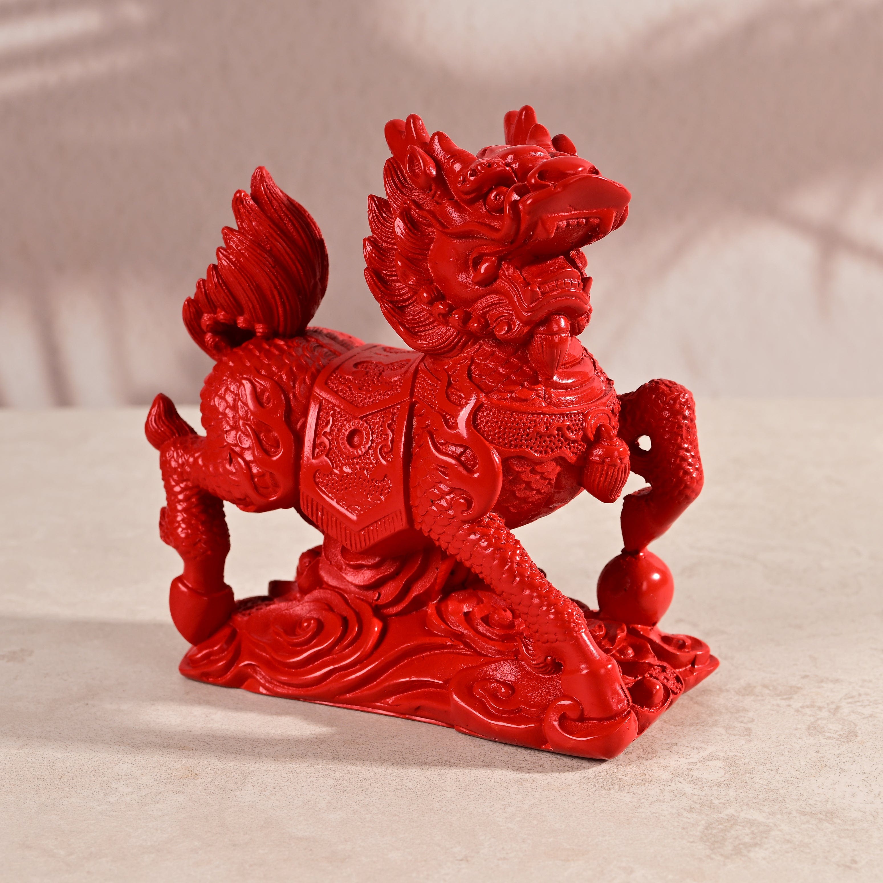 KALIFANO Gemstone Carvings Cinnabar Kylin Pair Carving CBAR360
