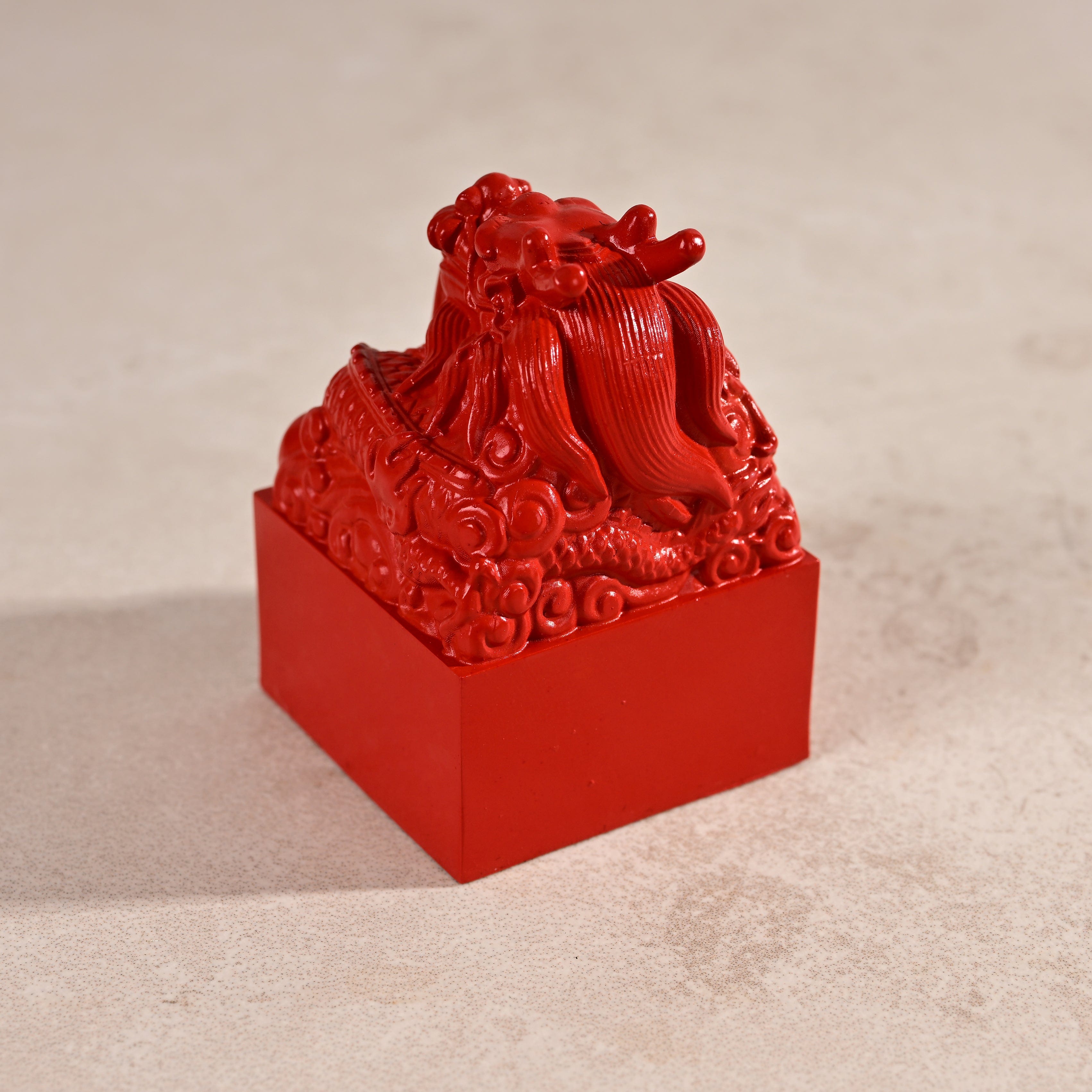 KALIFANO Gemstone Carvings Cinnabar Large Dragon Carving CBAR45