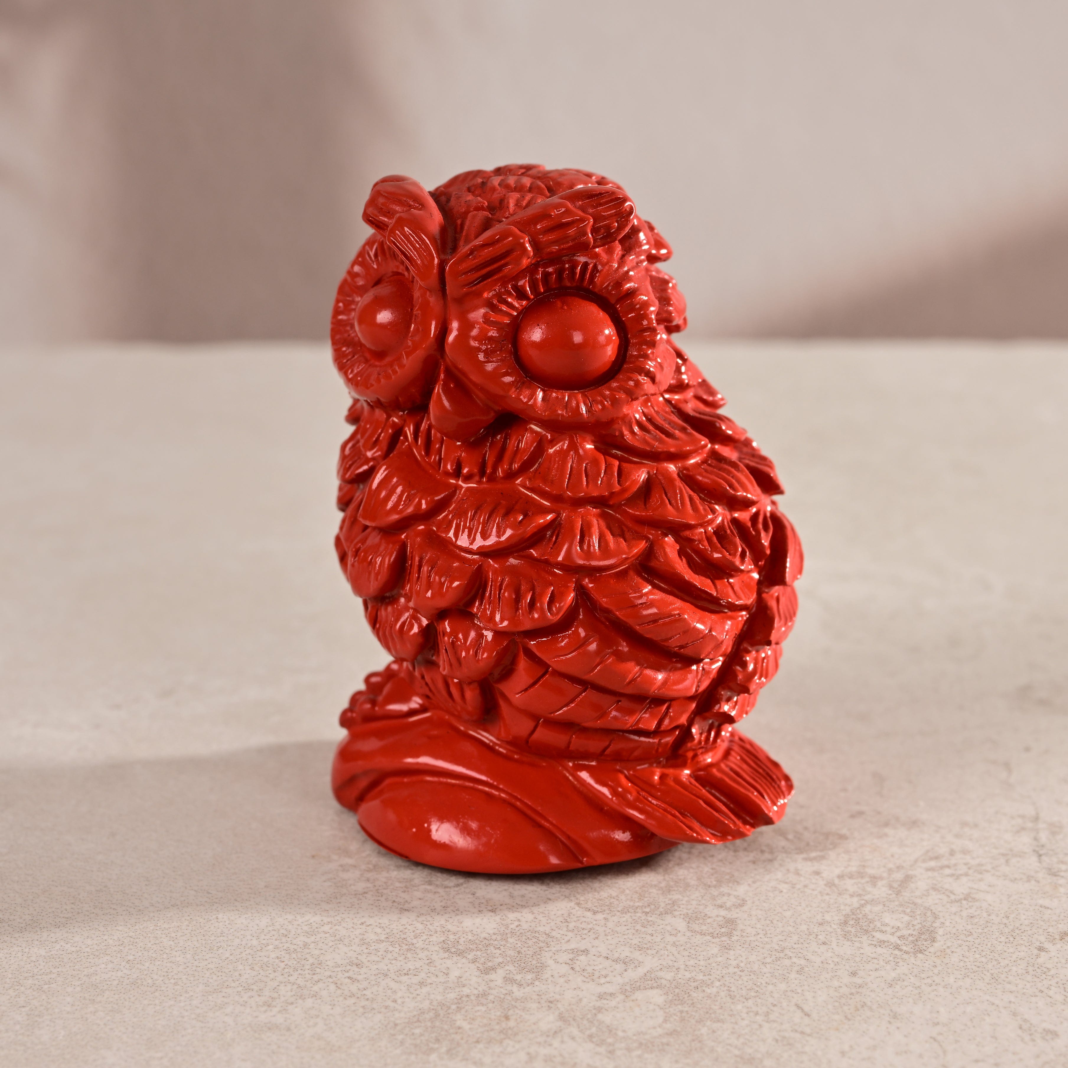 KALIFANO Gemstone Carvings Cinnabar Owl Carving CBAR70