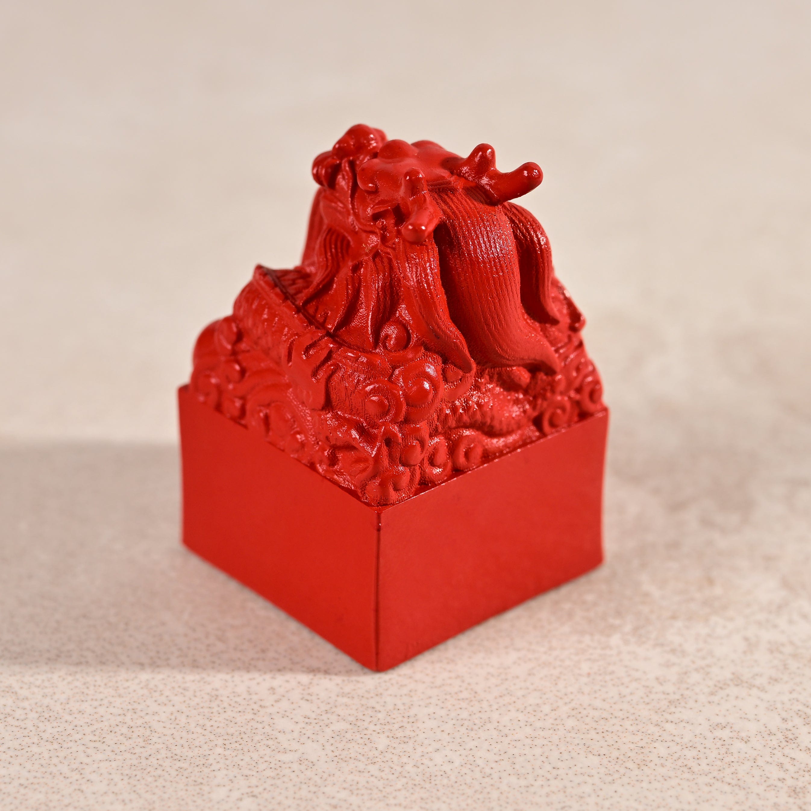 KALIFANO Gemstone Carvings Cinnabar Small Dragon Carving CBAR8
