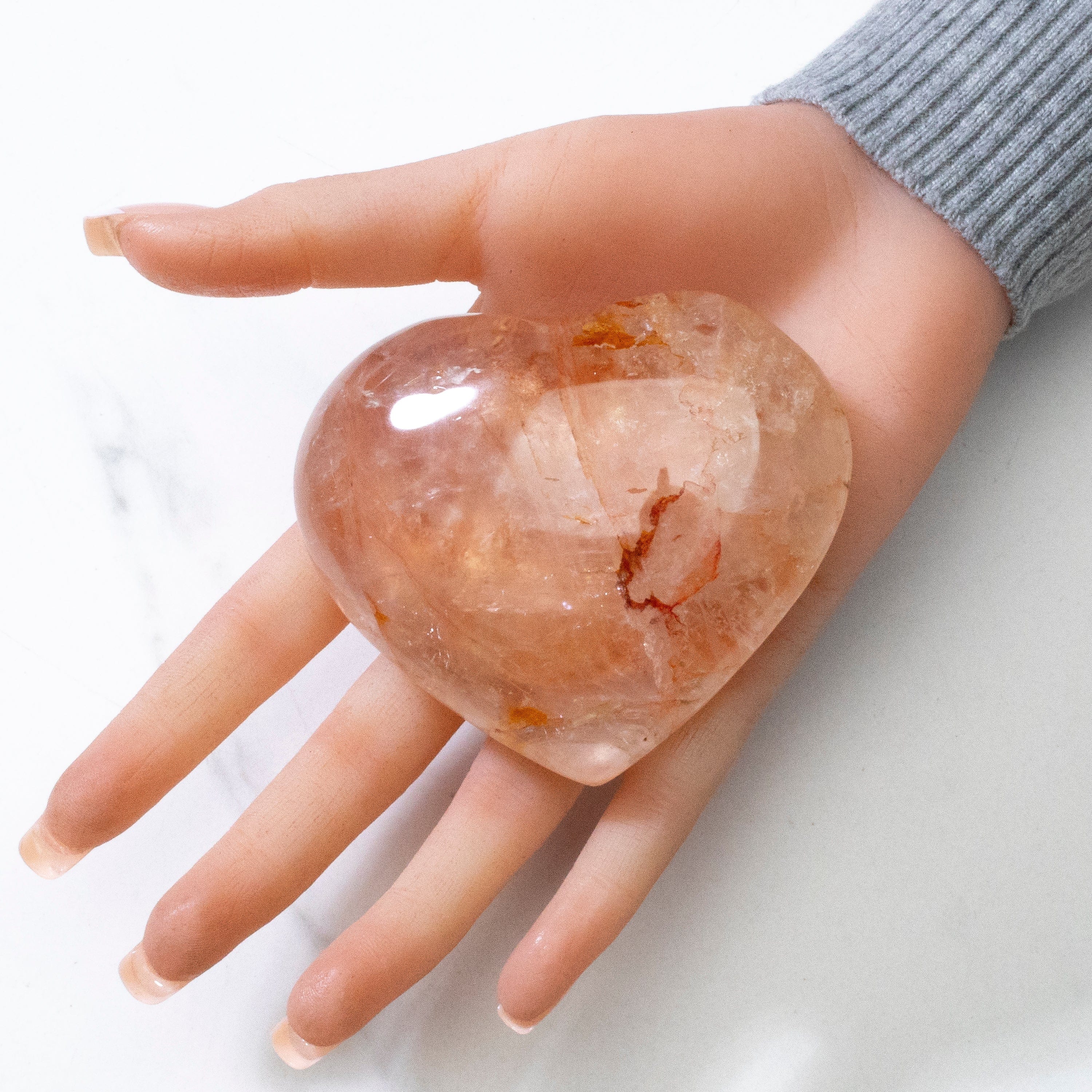 Kalifano Gemstone Carvings Fire Quartz Gemstone Heart Carving - 3" GH300-FQ