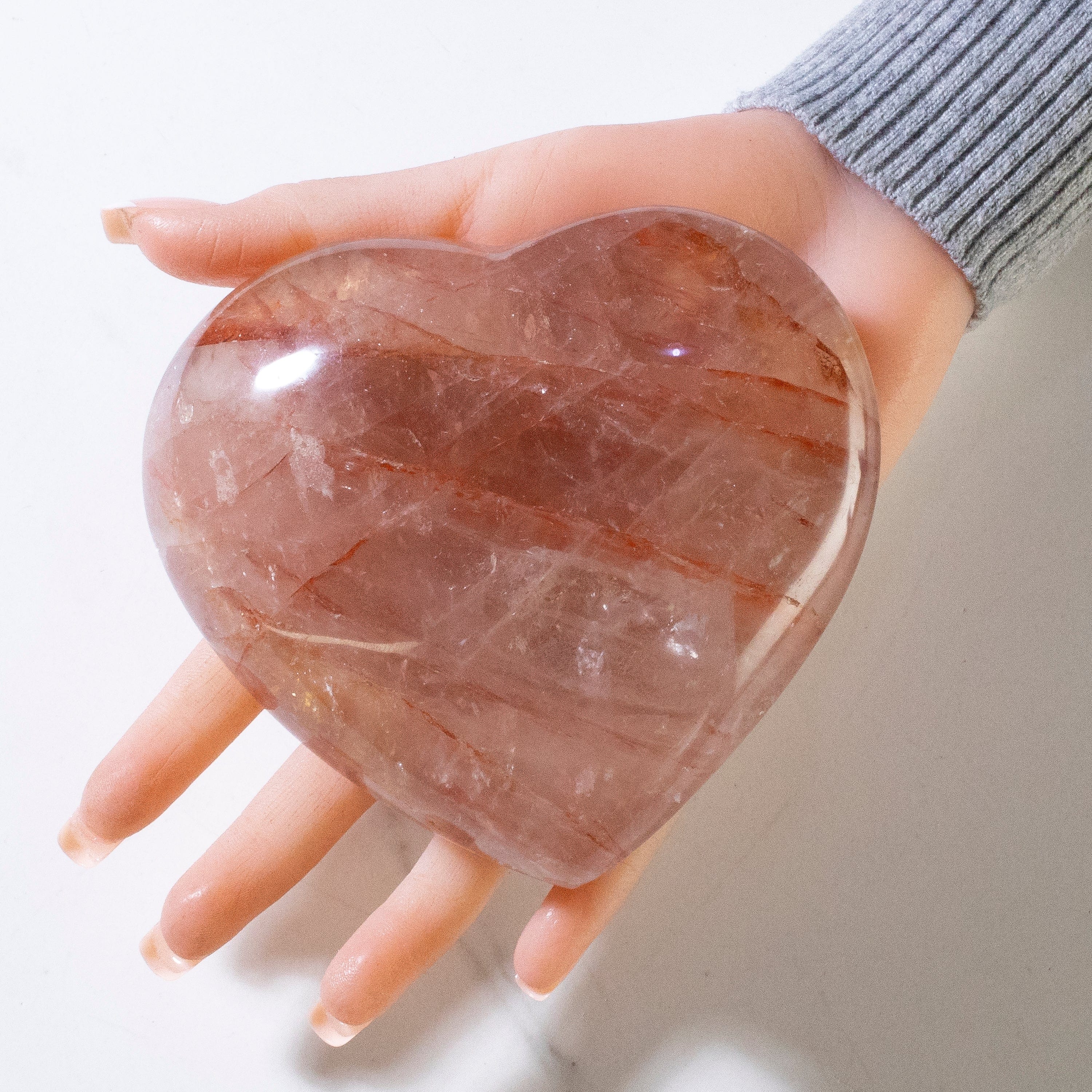 Kalifano Gemstone Carvings Fire Quartz Gemstone Heart Carving - 4.5" GH700-FQ