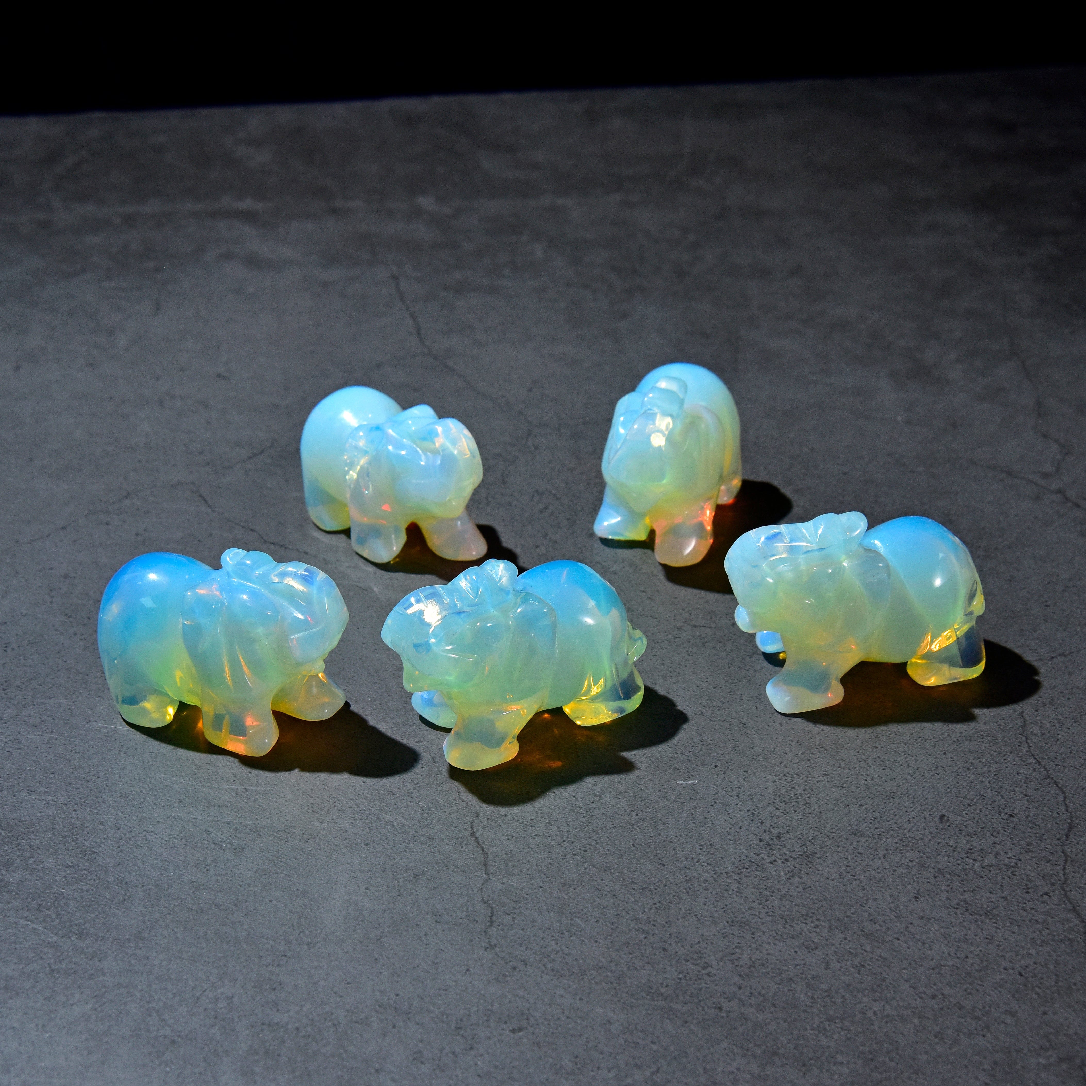Kalifano Gemstone Carvings Opalite Moonstone Elephant 2" Carving CV15-E-MS
