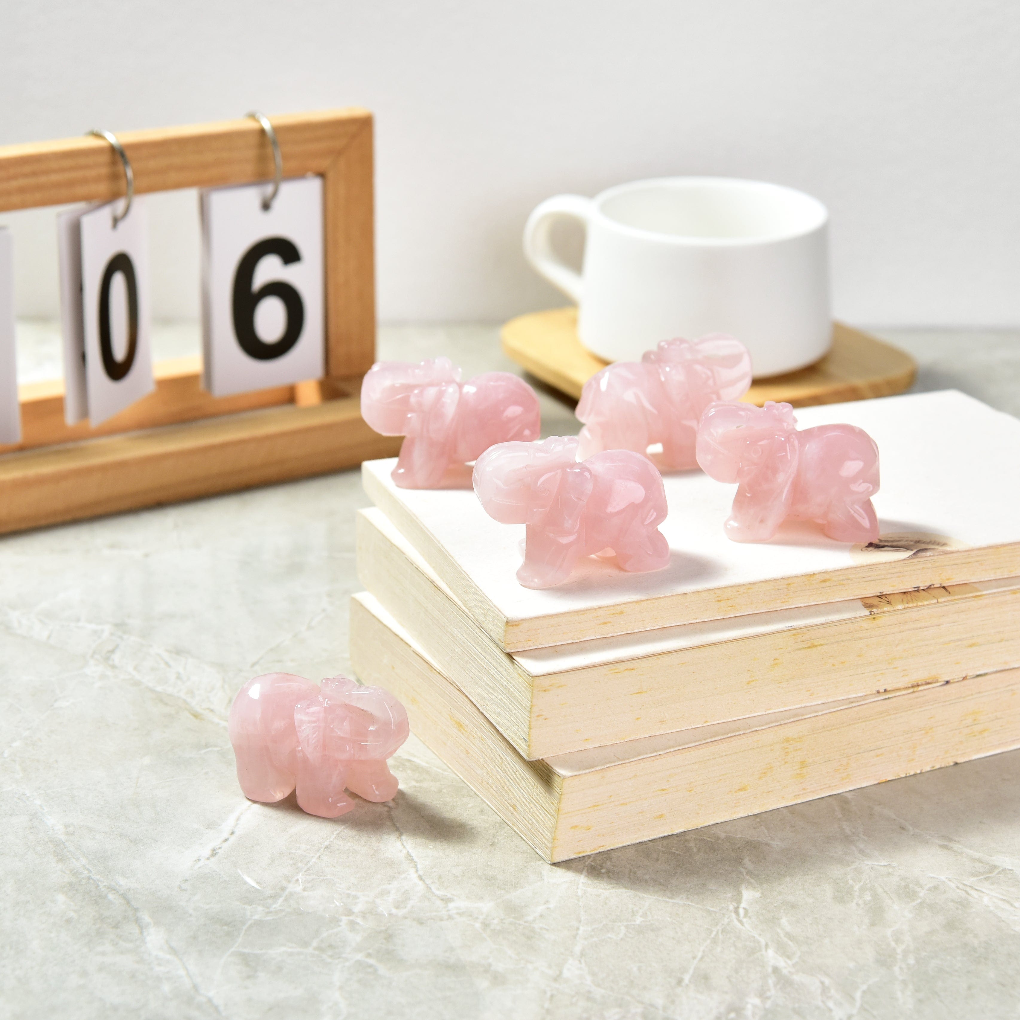 Kalifano Gemstone Carvings Rose Quartz Elephant 2'' Natural Gemstone Carving CV15-E-RQ