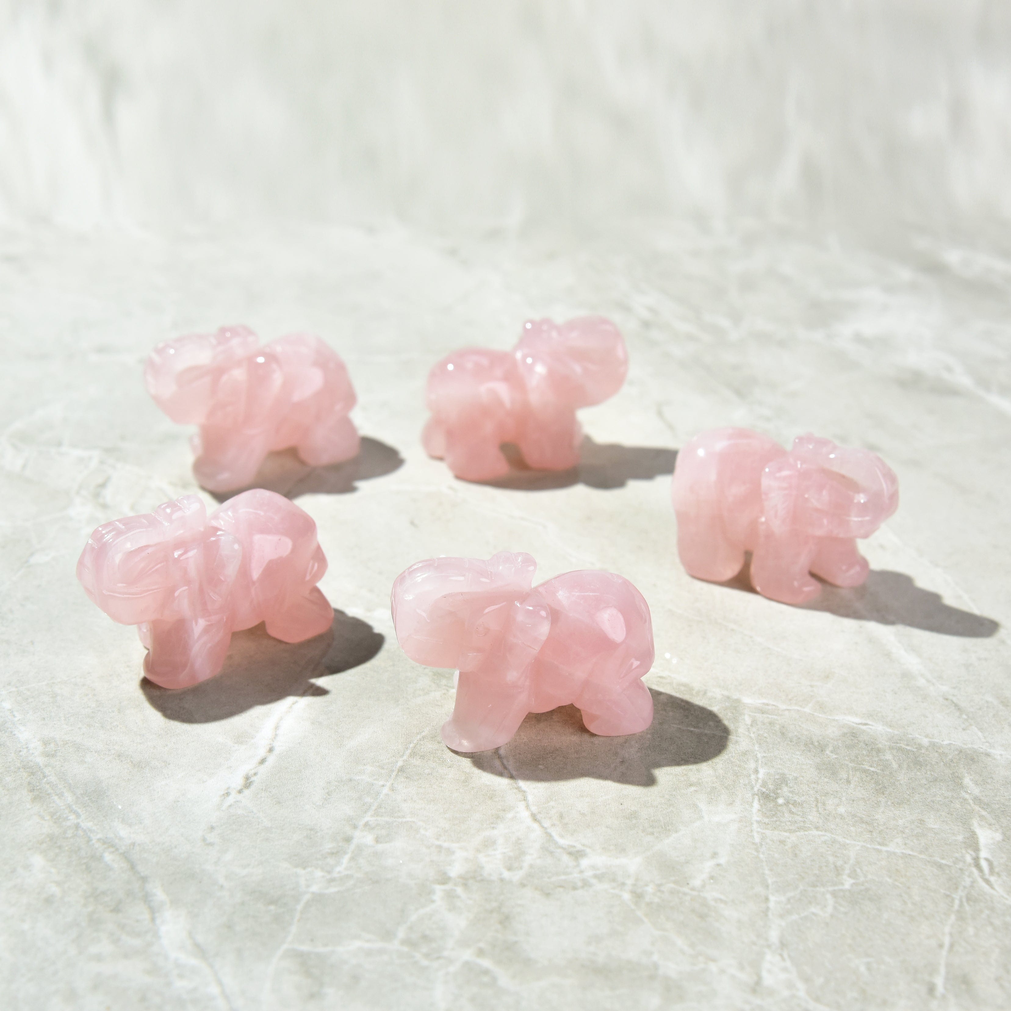 Kalifano Gemstone Carvings Rose Quartz Elephant 2'' Natural Gemstone Carving CV15-E-RQ