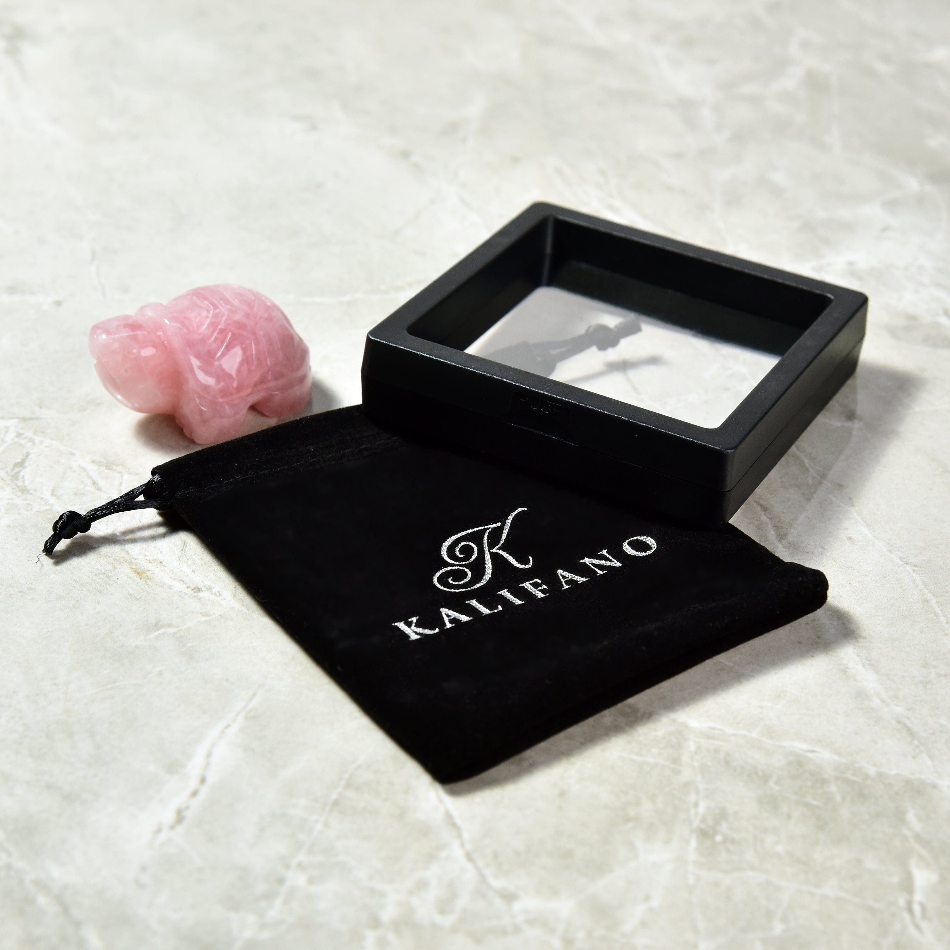 Kalifano Gemstone Carvings Rose Quartz Turtle 2'' Natural Gemstone Carving CV14-T-RQ