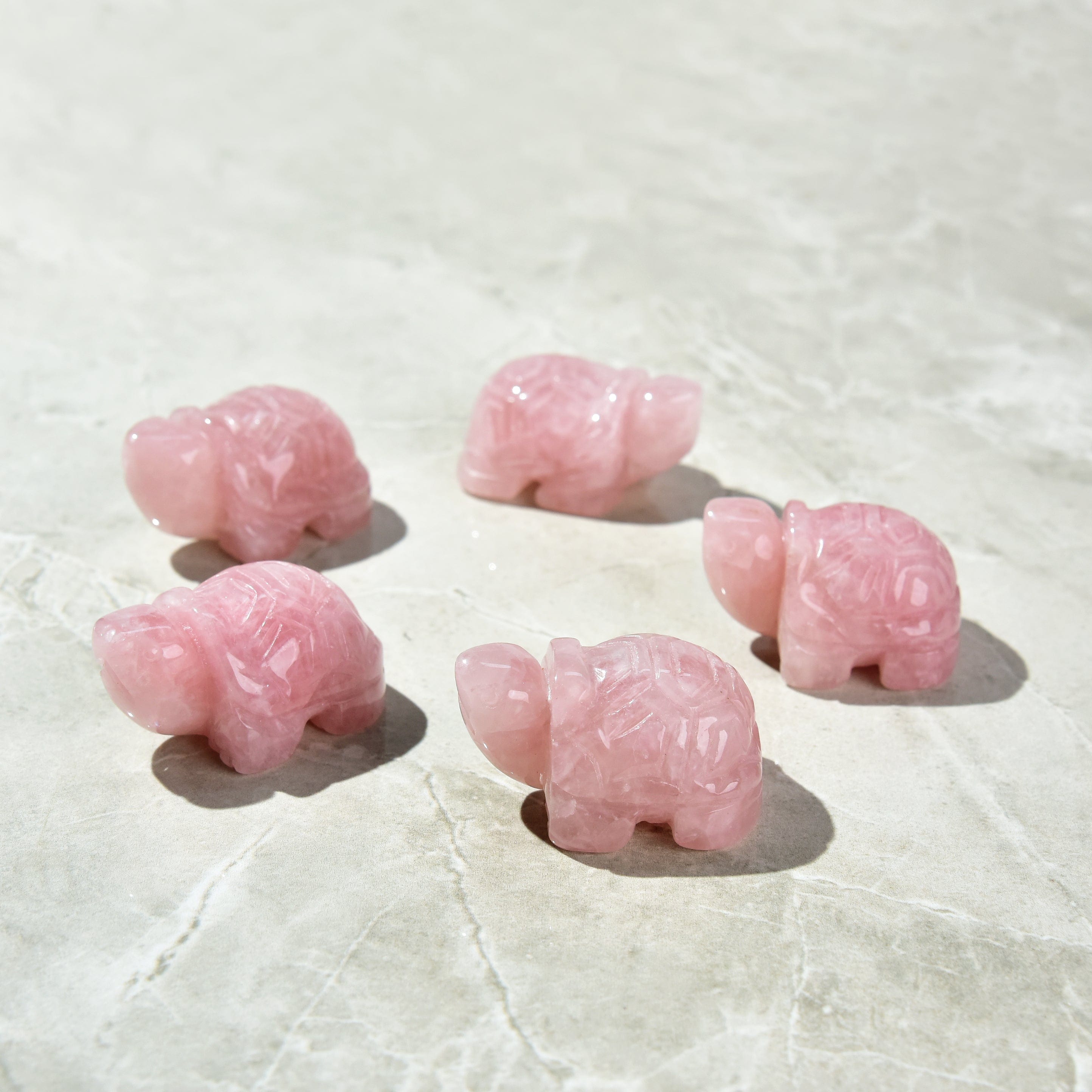 Kalifano Gemstone Carvings Rose Quartz Turtle 2'' Natural Gemstone Carving CV14-T-RQ