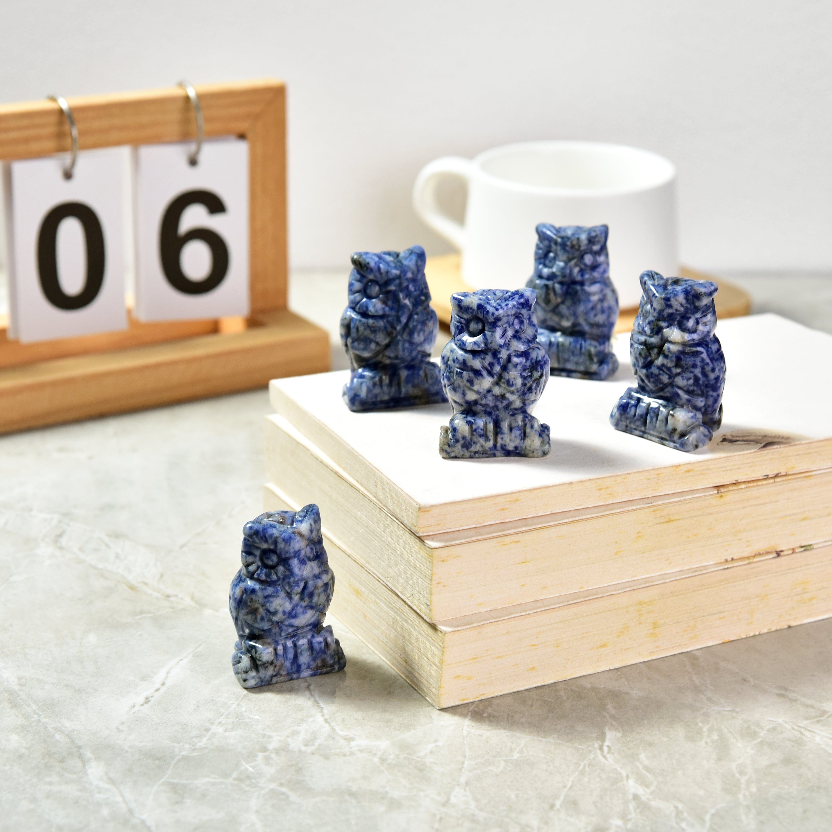 Kalifano Gemstone Carvings Sodalite Owl 2'' Natural Gemstone Carving CV28-O-SD